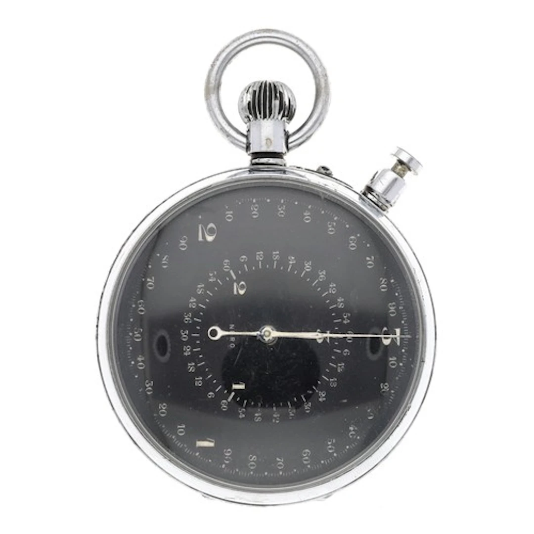 Large Nero chrome cased pocket timer, signed black dial, the...
