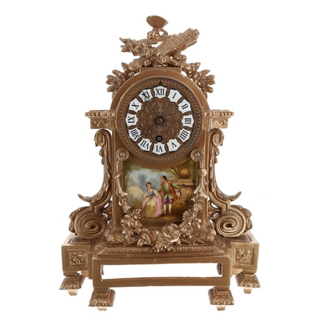 Attractive French late 19th century gilt metal and porcelain...