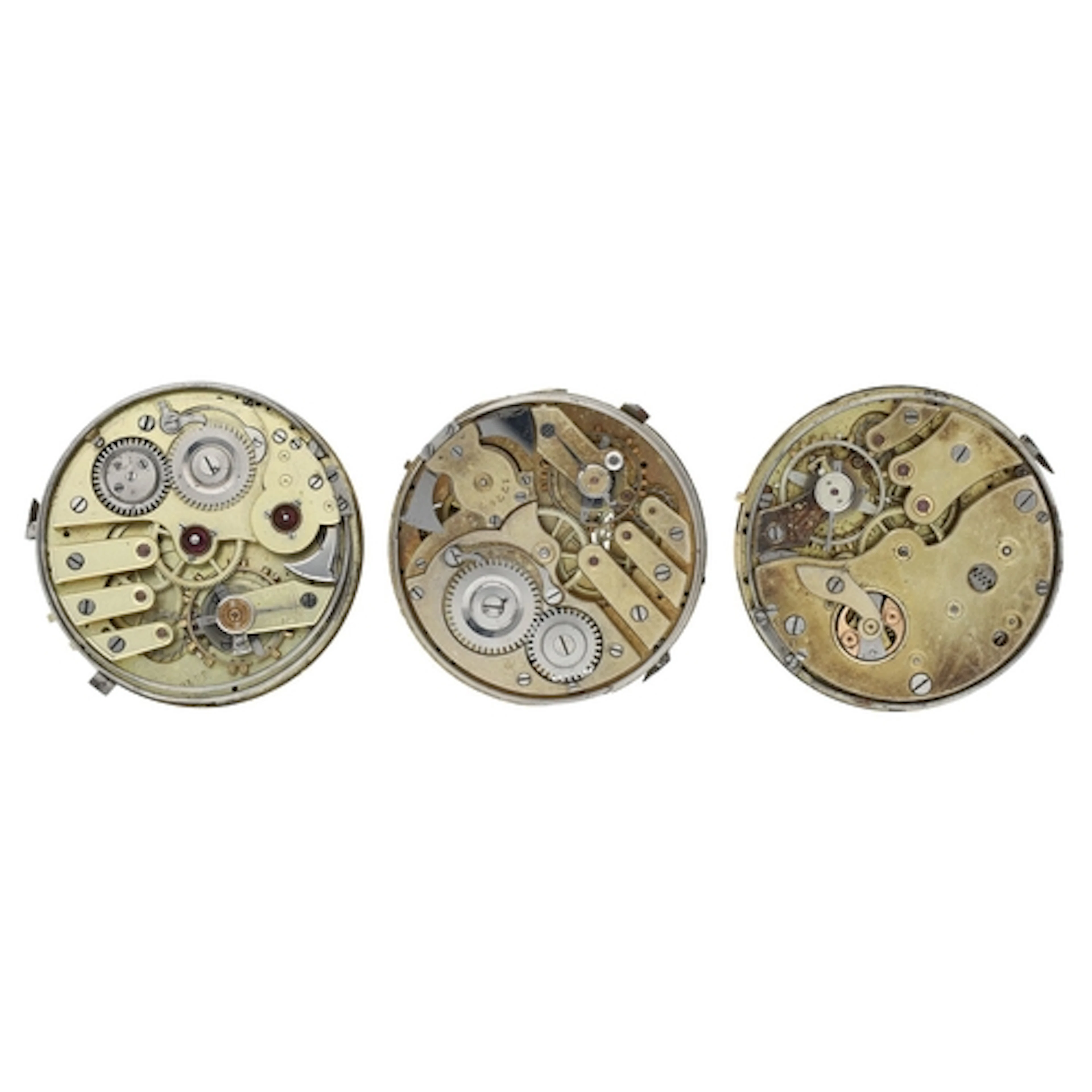 Three repeater lever pocket watch movements (two with enamel...