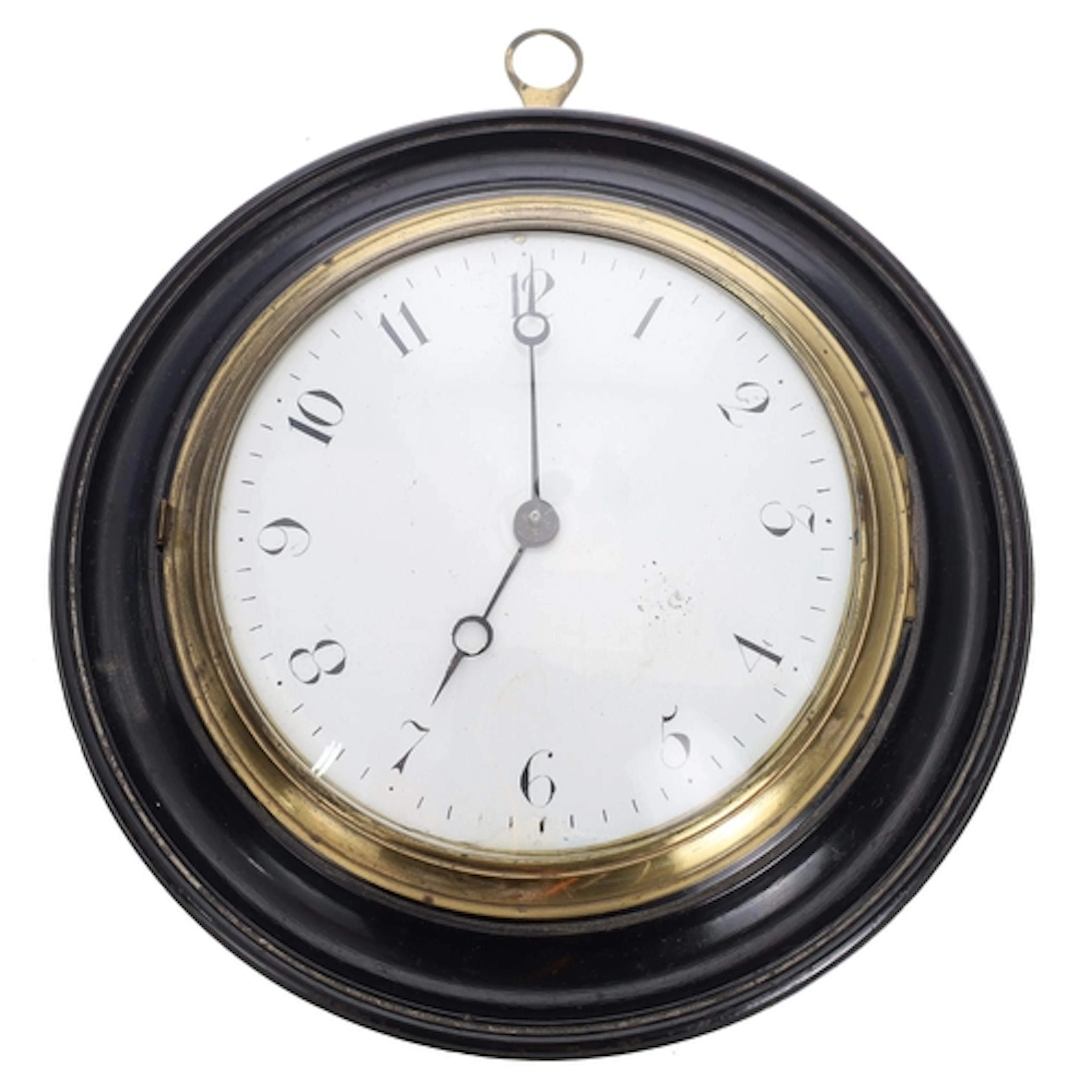 19th century ebonised Sedan clock timepiece, the circular 5"...
