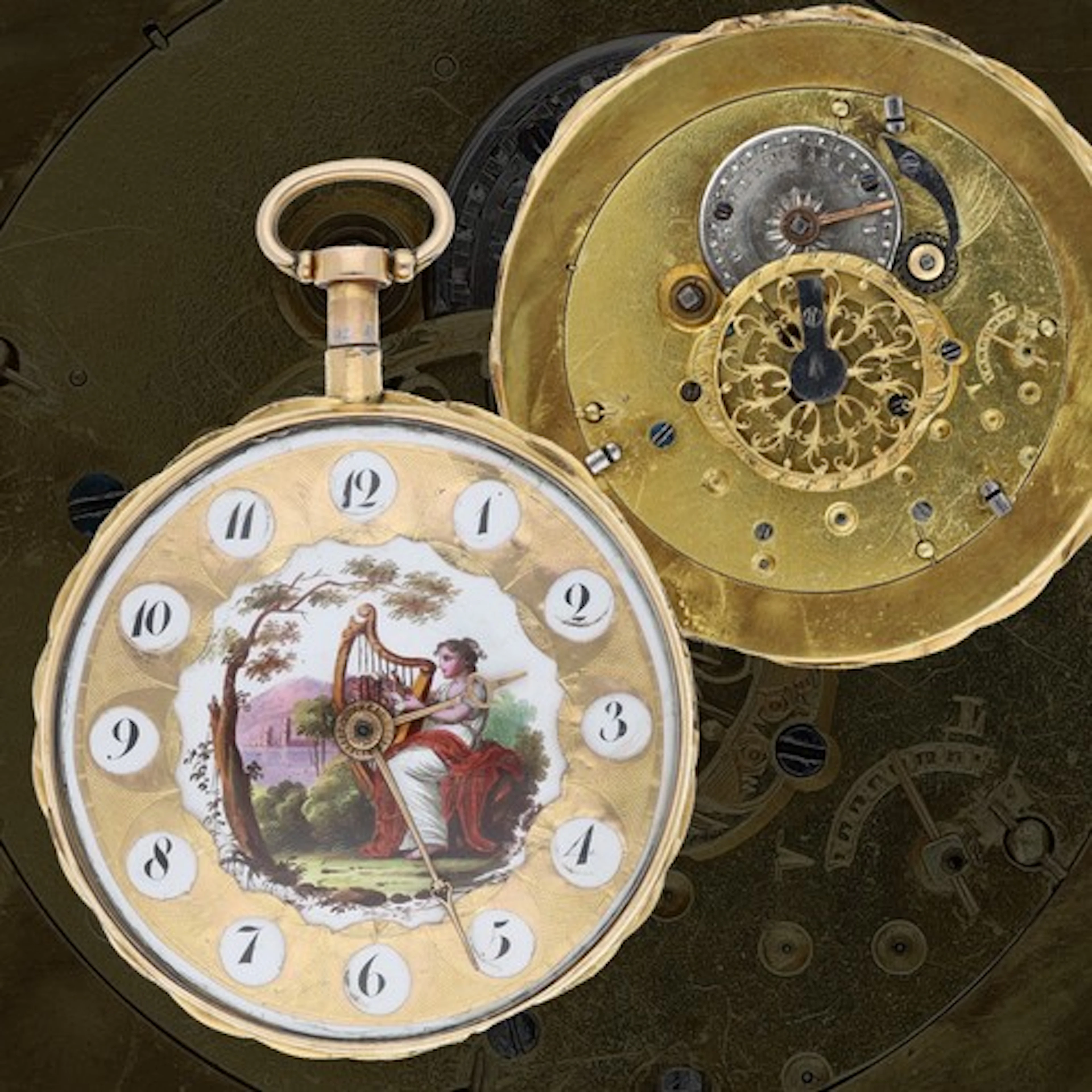Fine continental quarter repeating pocket watch, gilt moveme...
