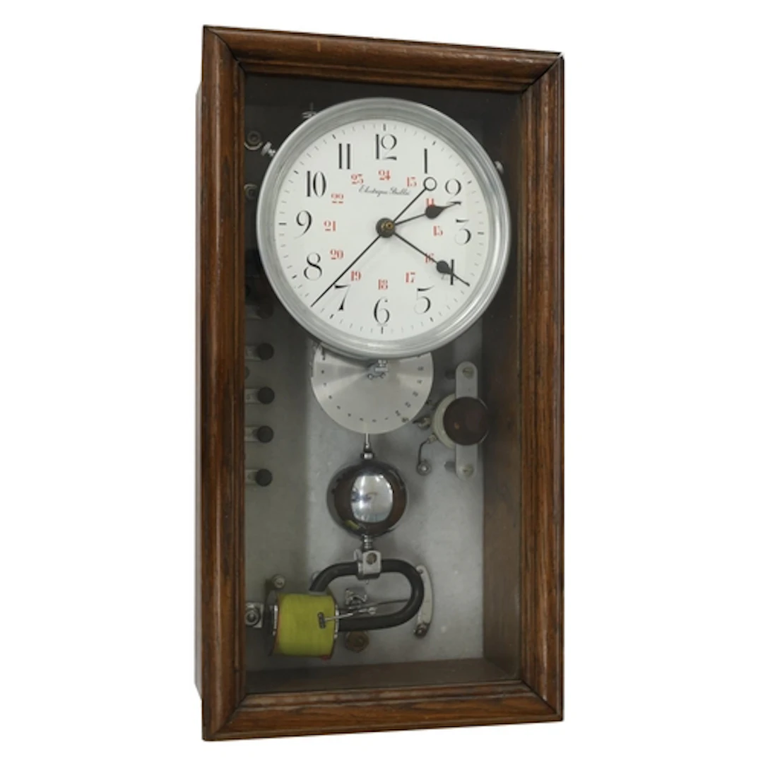 French Brillié early 20th century electric wall clock, white...