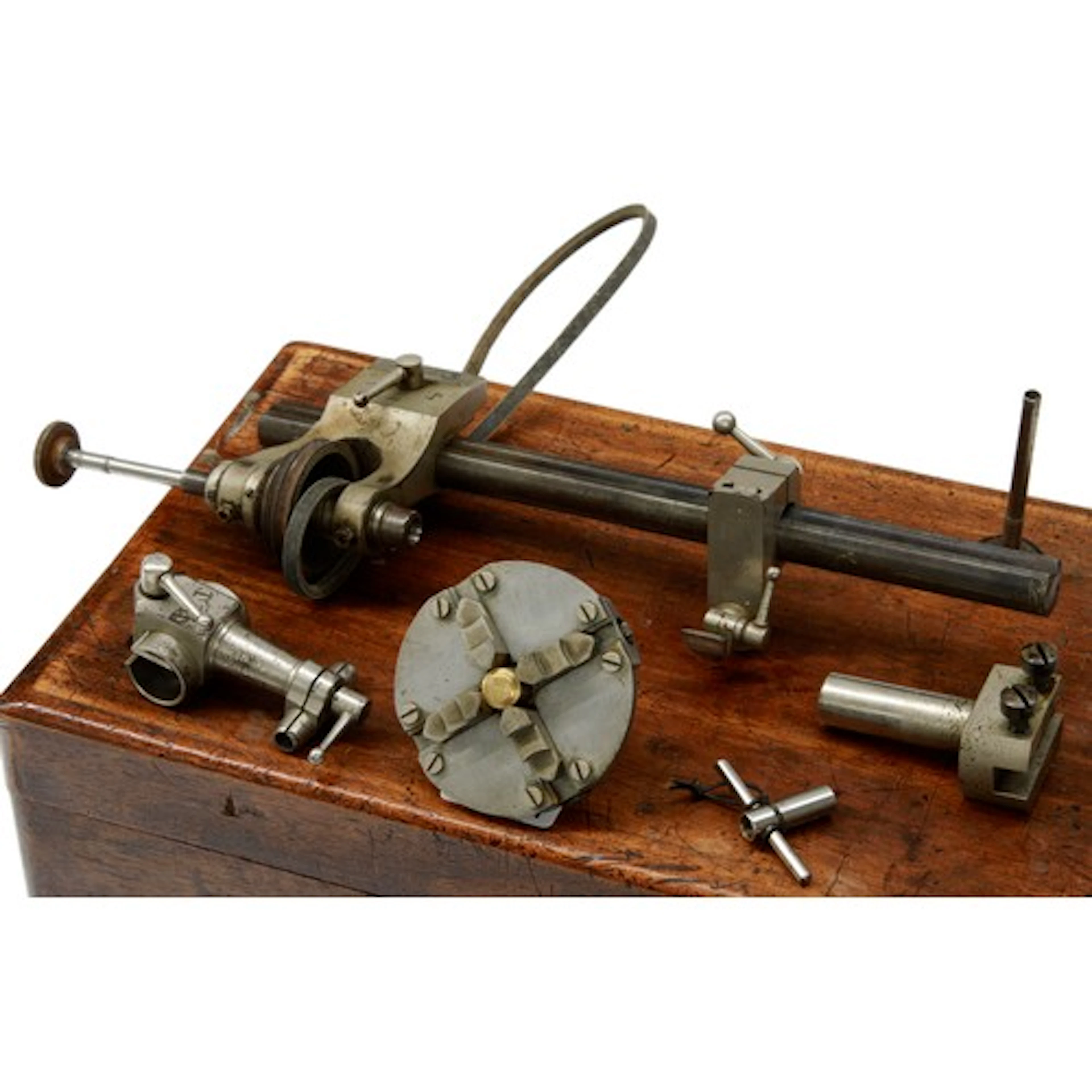 Watchmakers 6mm lathe with 4 jaw chuck, chuck key, and tail ...