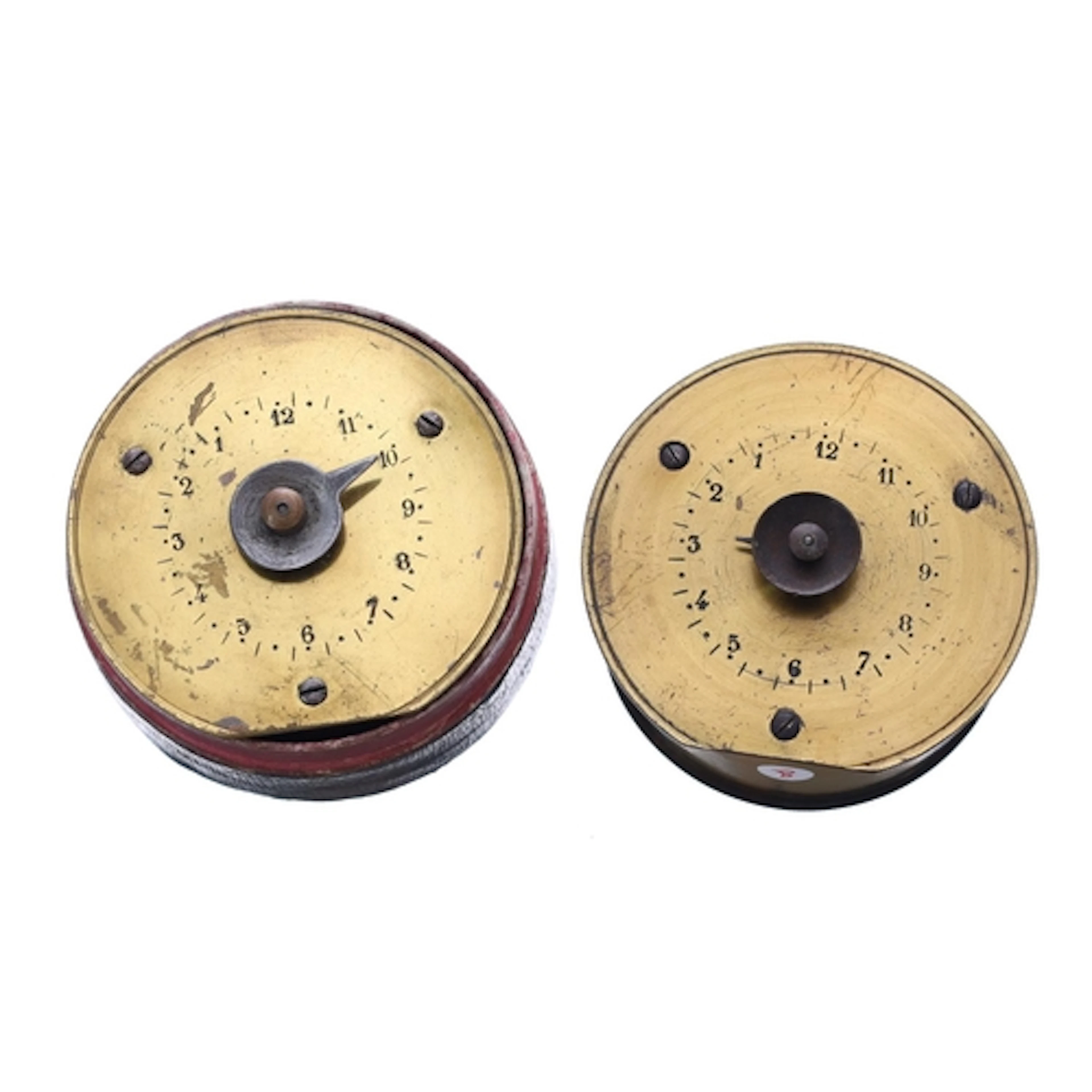 French 19th century Patent alarm brass drum travelling clock...