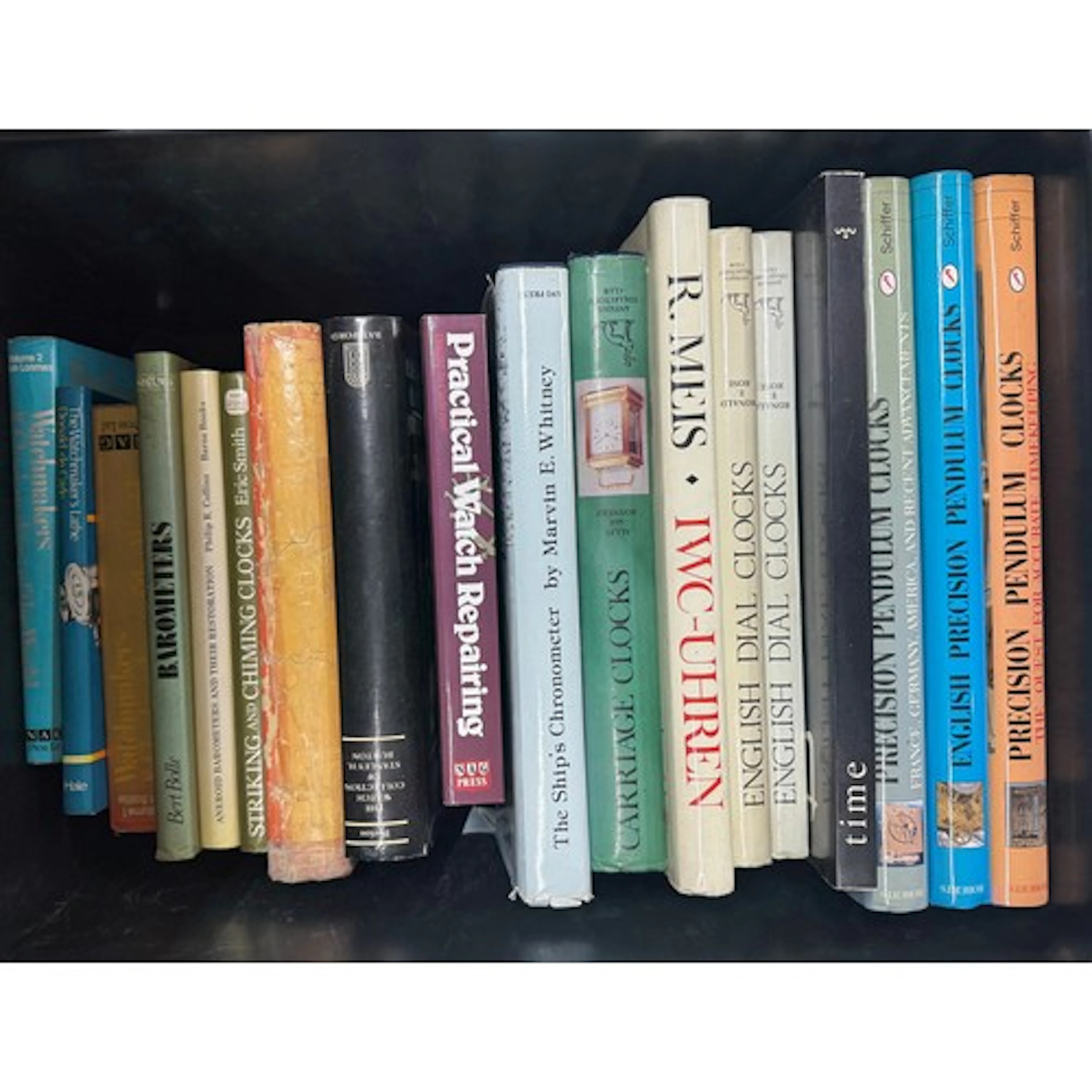 Box containing books assorted clock reference books to inclu...