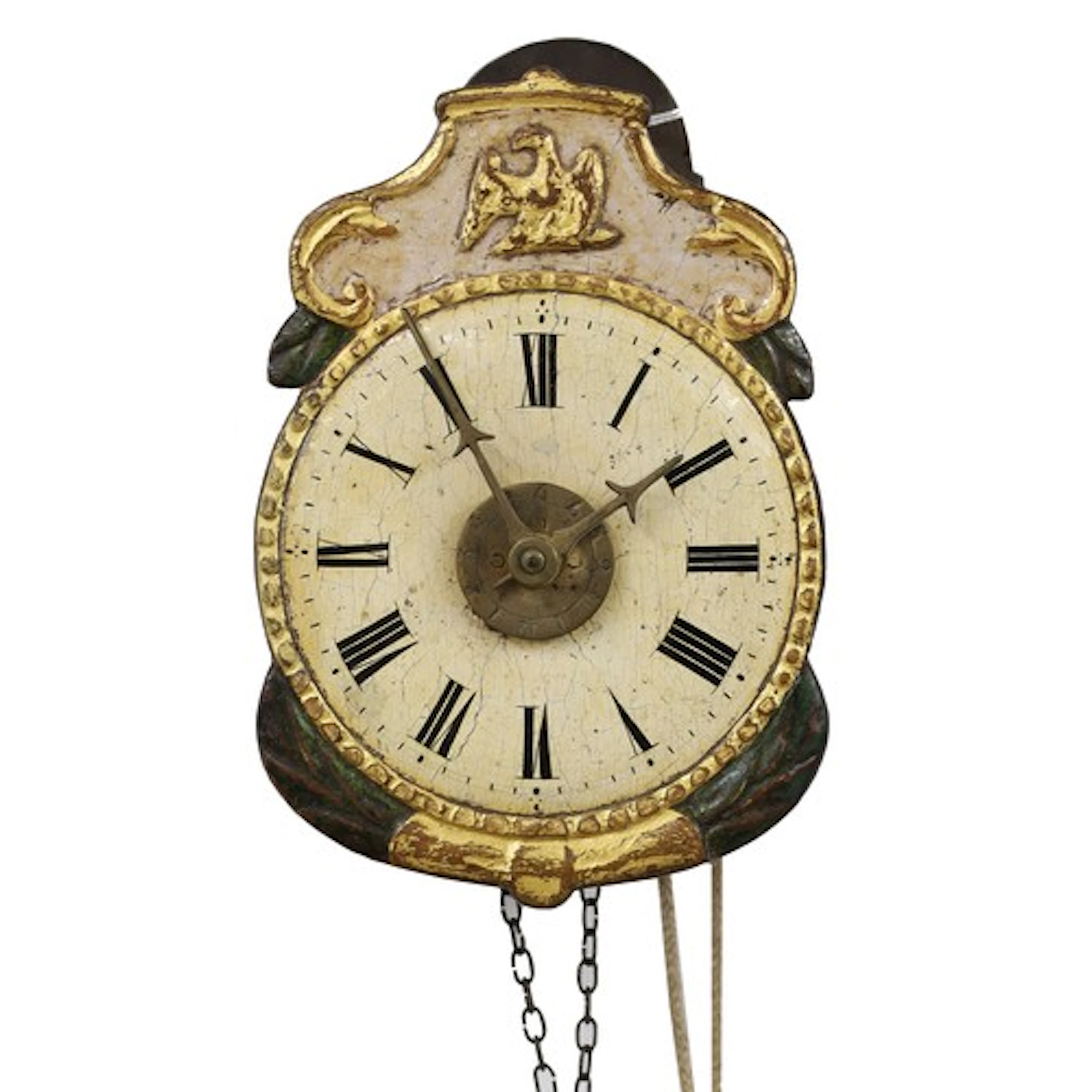 19th century miniature Black Forest alarm wall clock, 4.5" p...