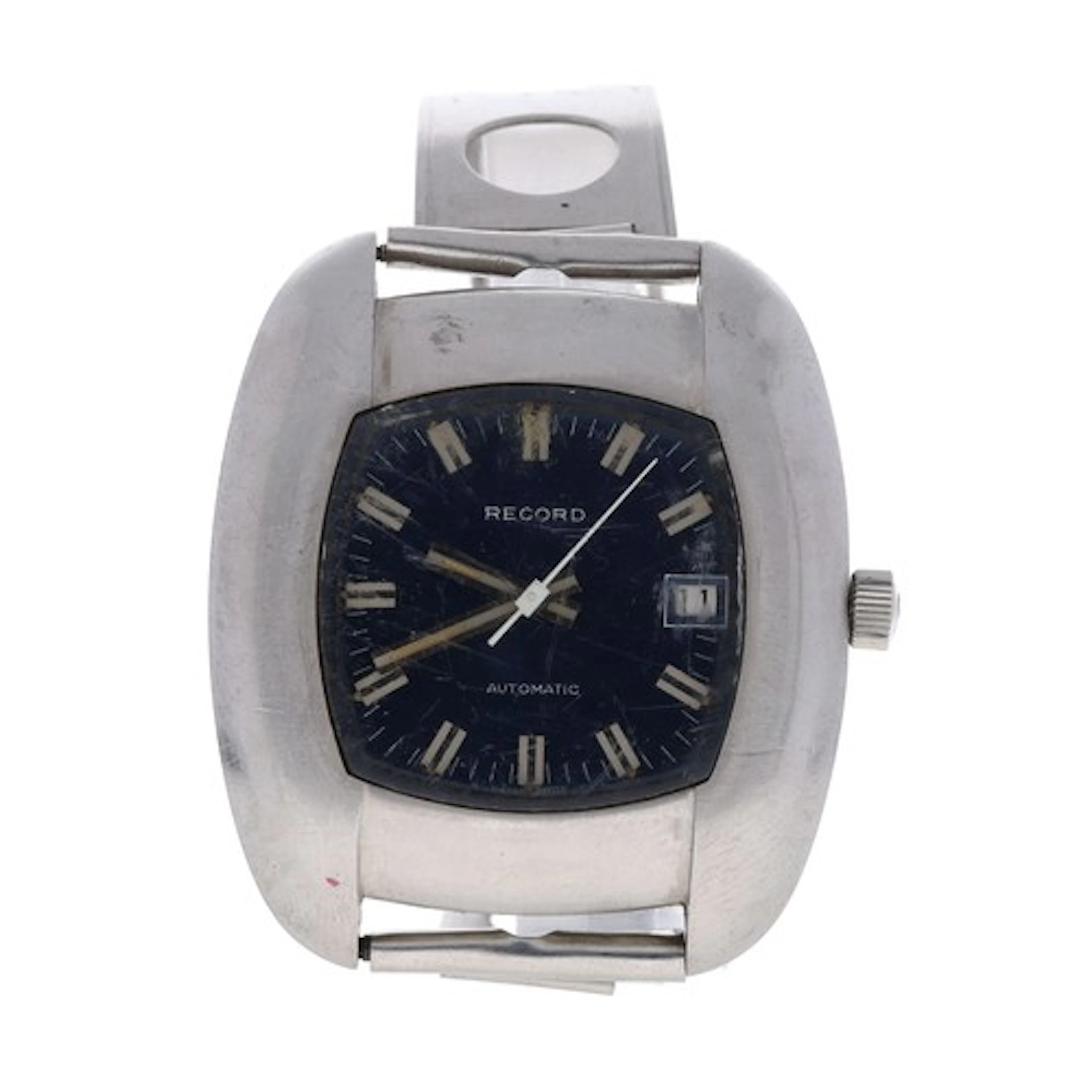 Record automatic stainless steel gentleman's wristwatch, cas...