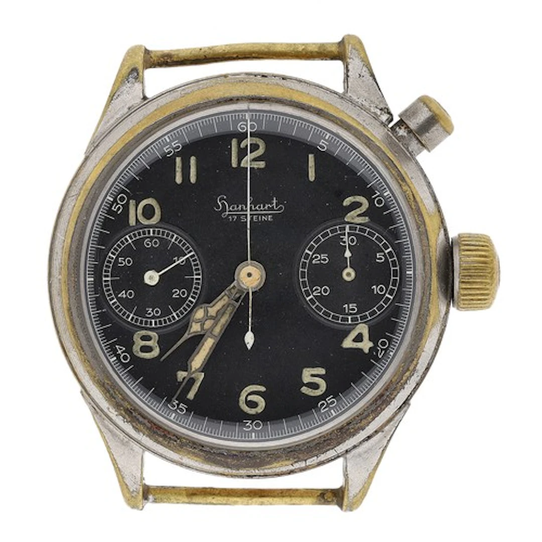 Hanhart WWII German Luftwaffe single push button chronograph...