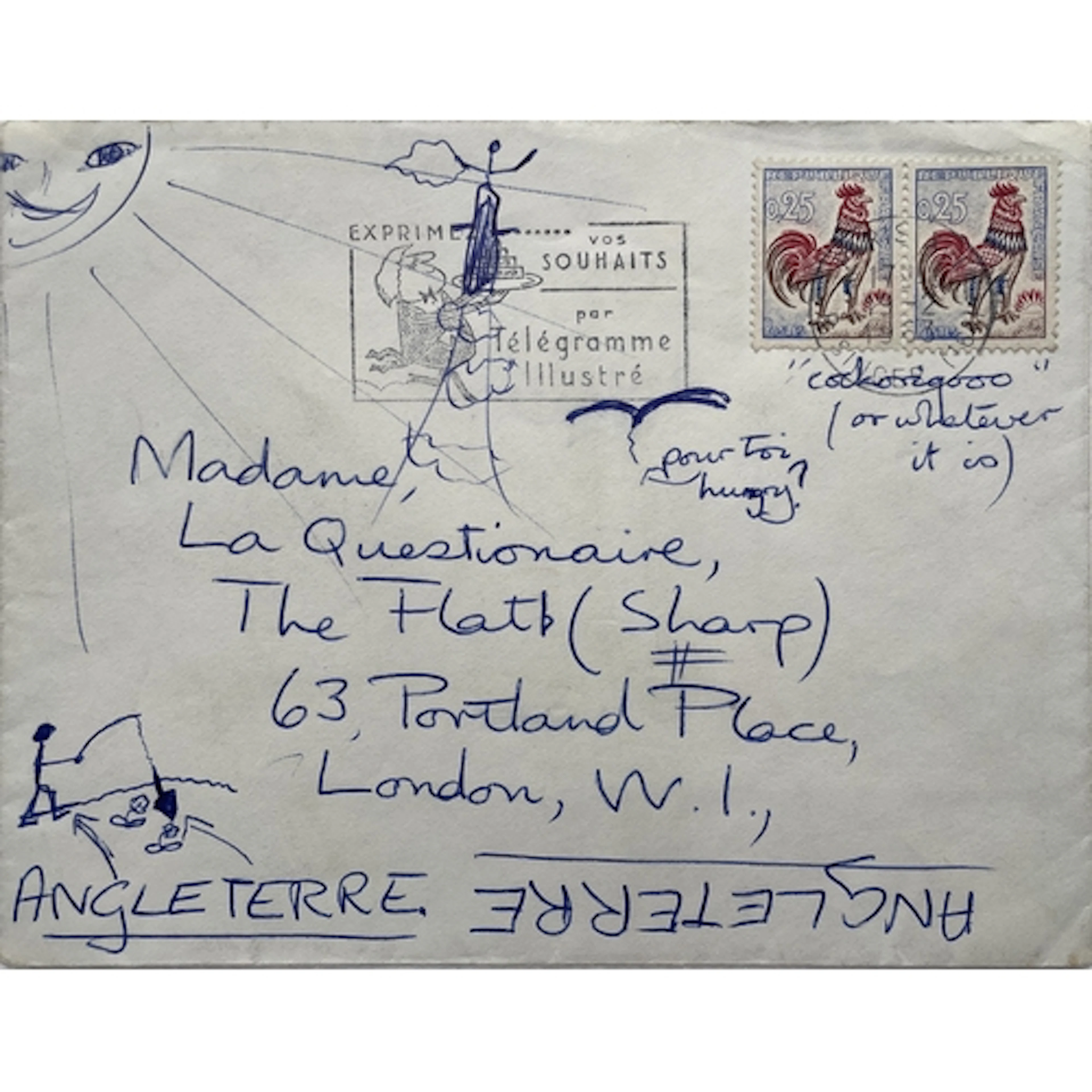 An envelope - to Mum (Madame). 19.2.1963 Lots of writing on...