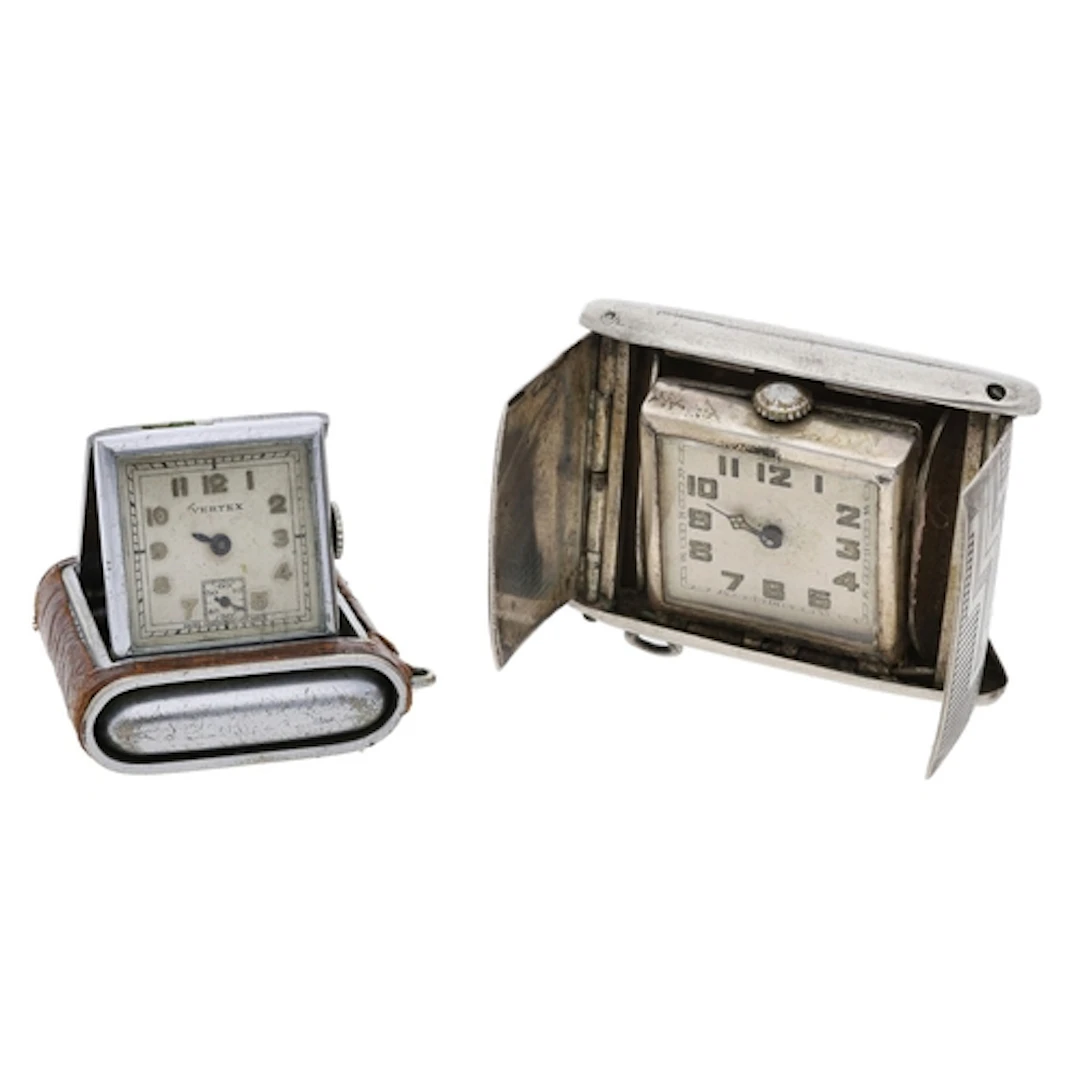 Vertex metal chrome and leather bound purse watch for repair...