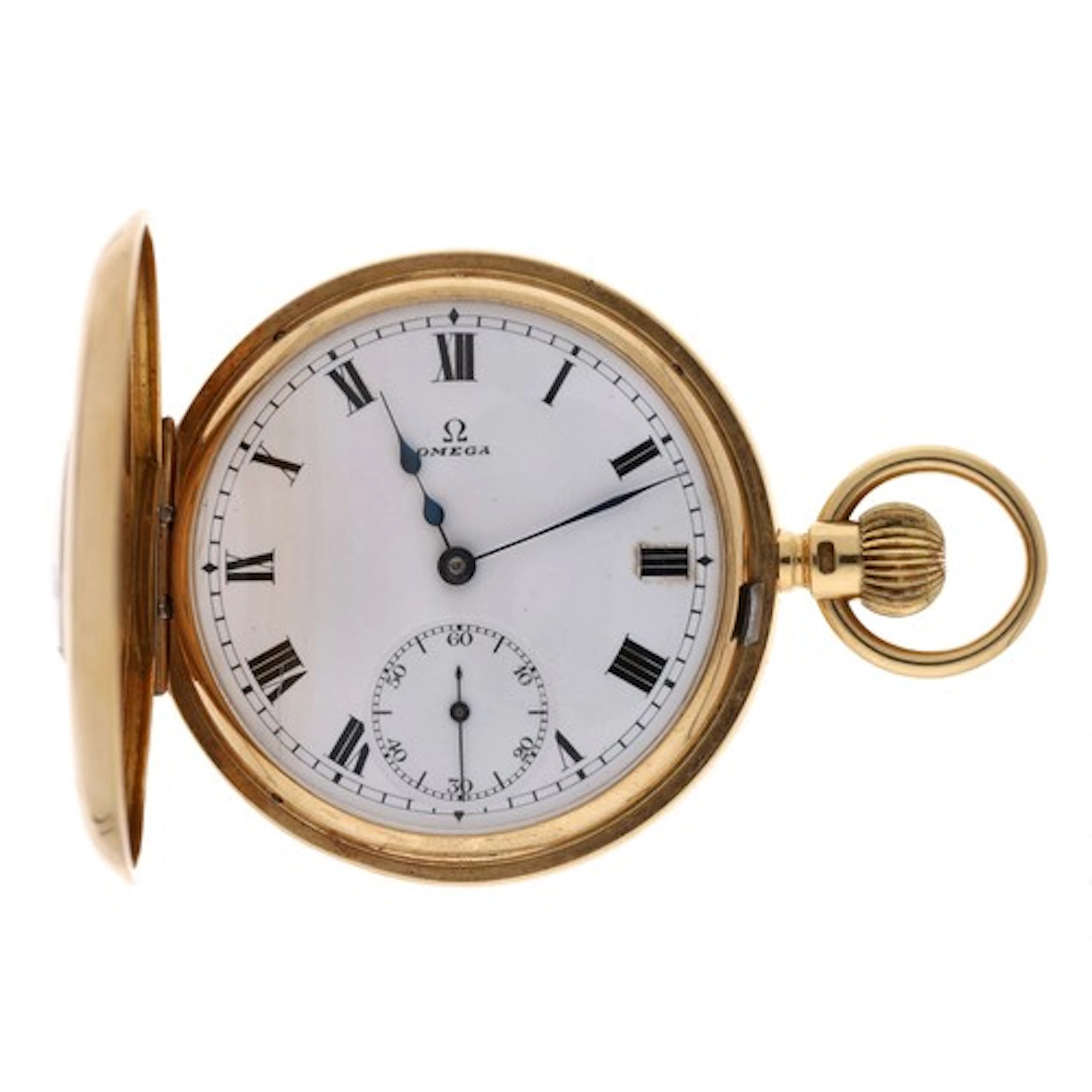 Omega 18ct lever half hunter pocket watch, London 1919, sign...