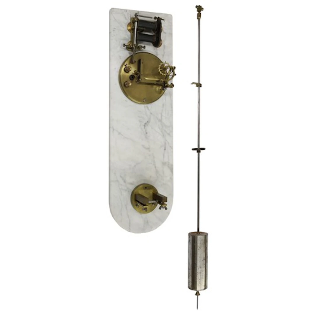 Amateur built Synchronome master clock movement mounted on a...