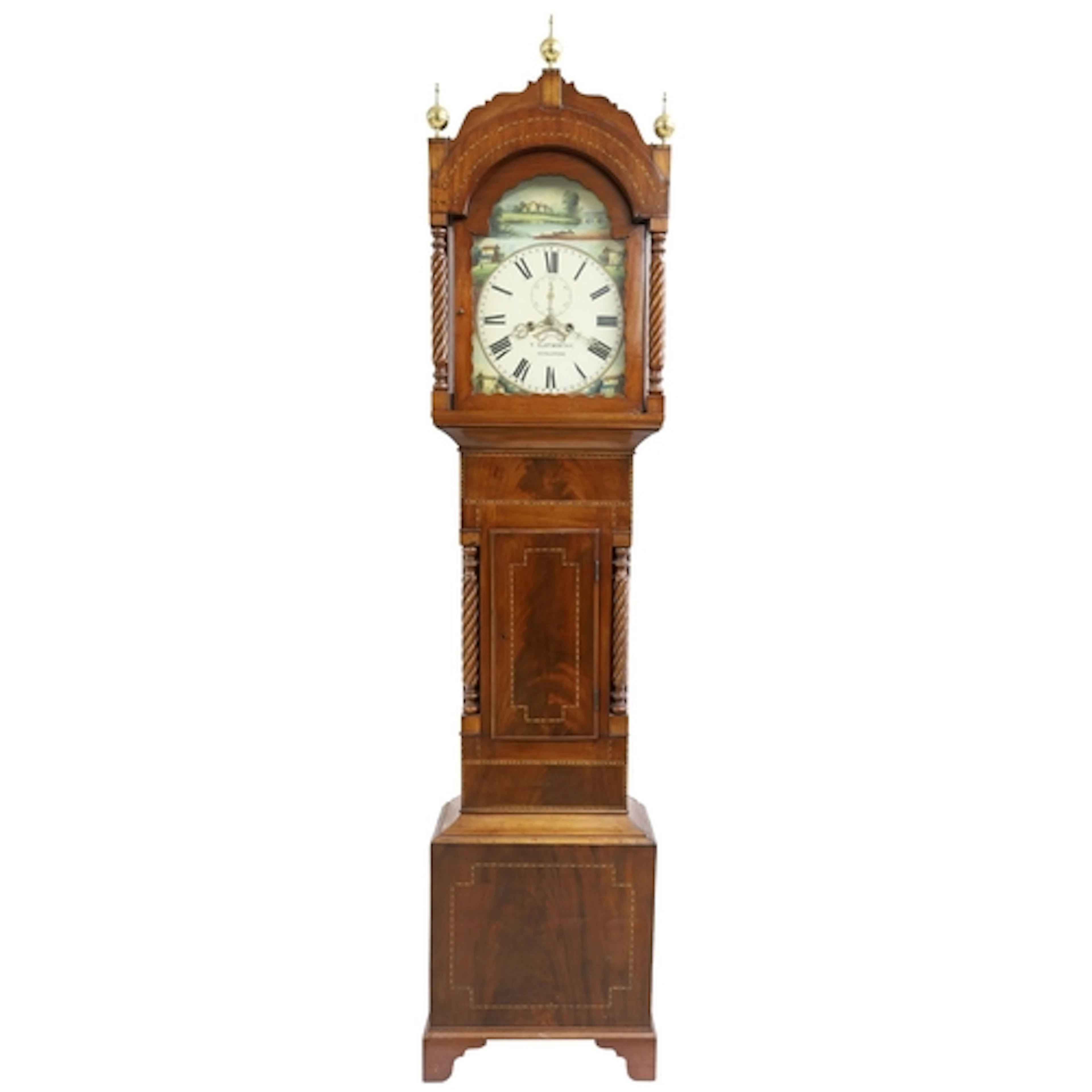 19th century inlaid mahogany eight day longcase clock, the 1...
