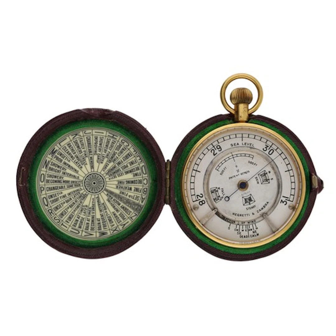 Negretti & Zambra, London rare gilt-brass weather forete...