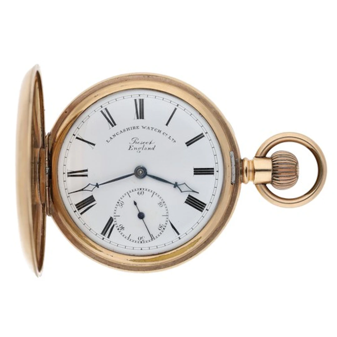 English gold plated lever half hunter pocket watch, the move...