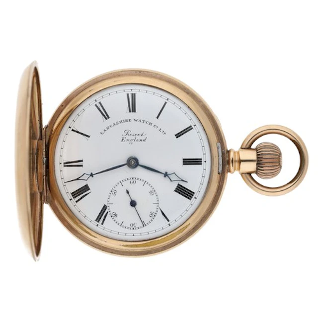 English gold plated lever half hunter pocket watch, the move...