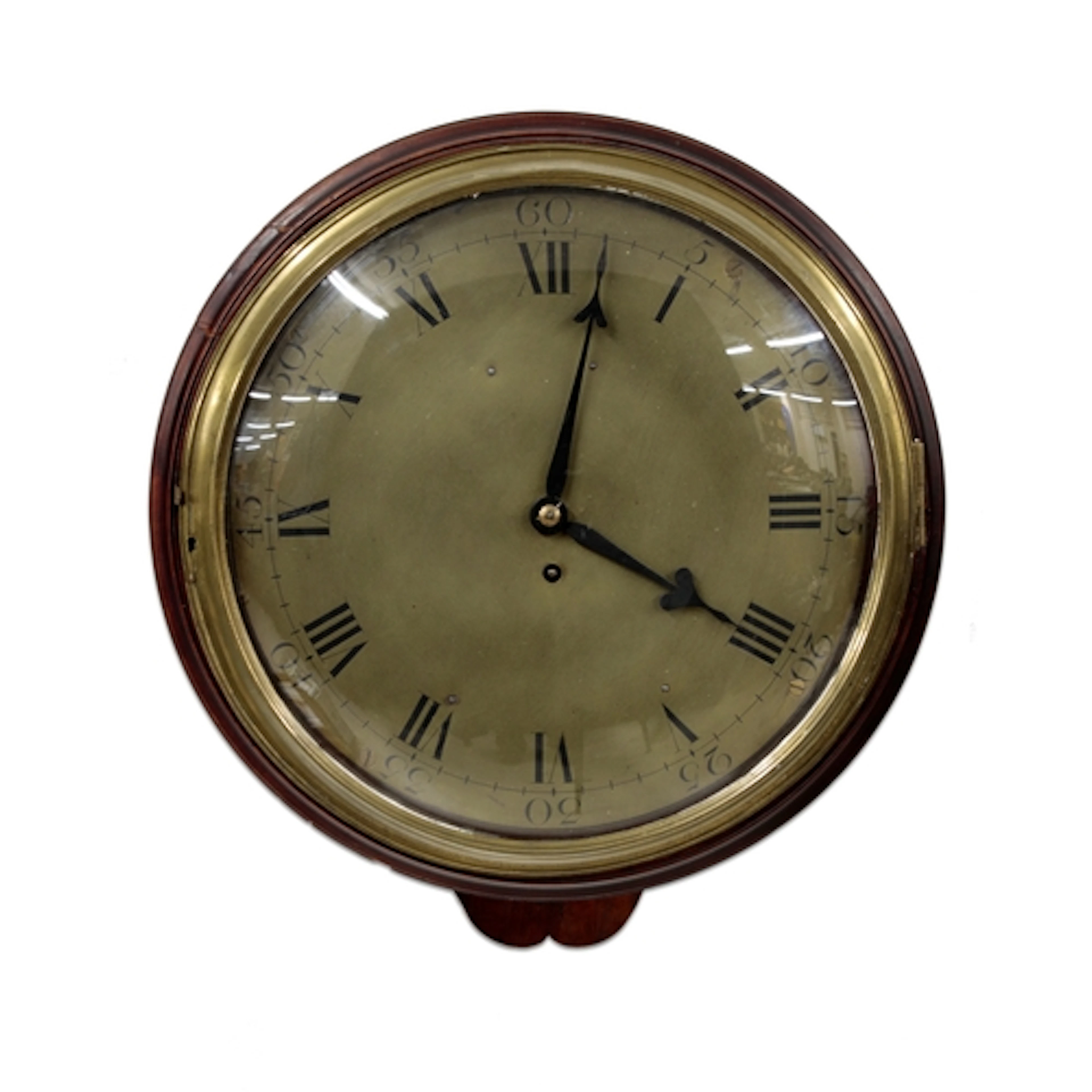 George III mahogany single fusee verge wall dial clock, 12" ...
