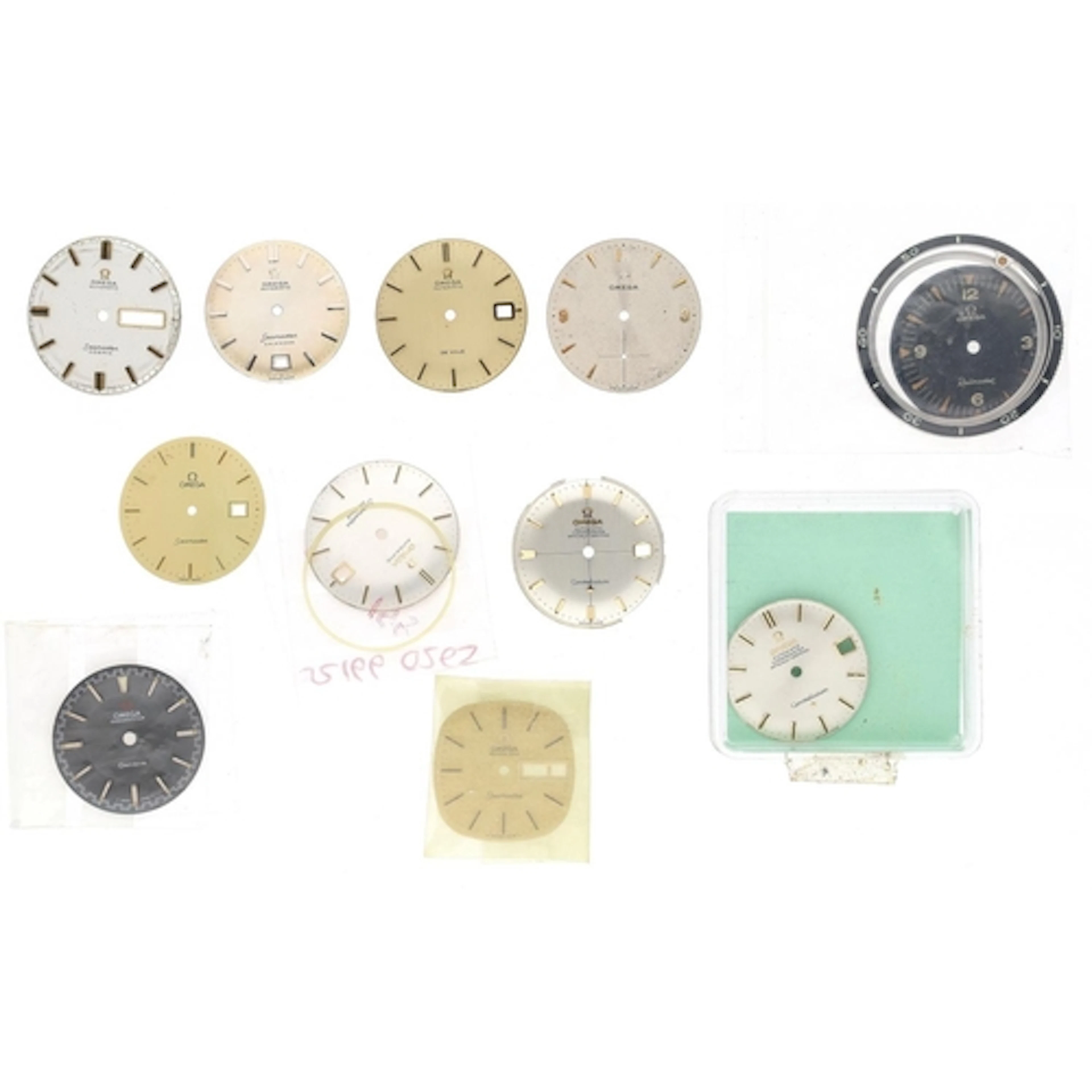 Selection of Omega wristwatch dials to include Railmaster (w...
