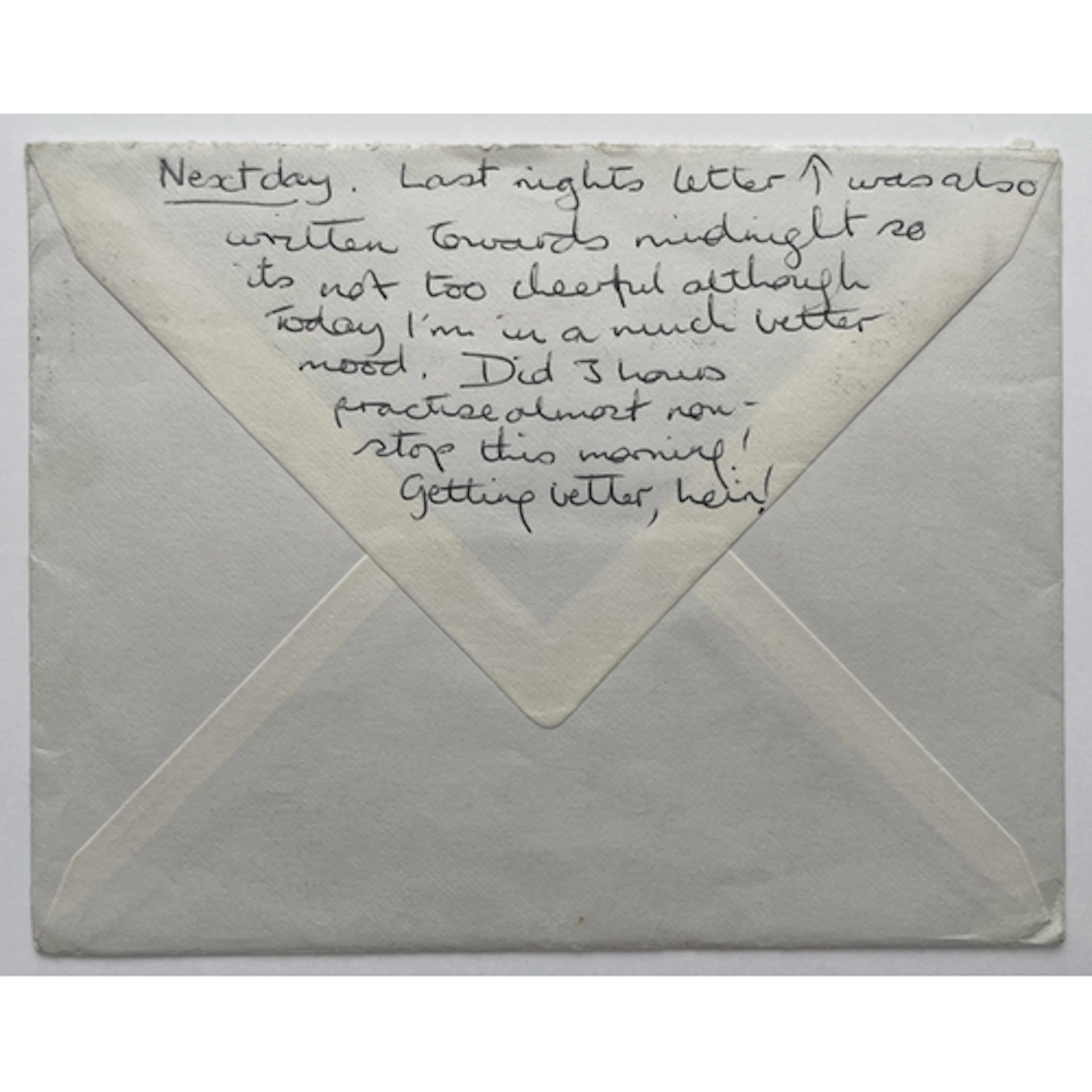 Note written on the reverse of a small envelope, to Mum and ...