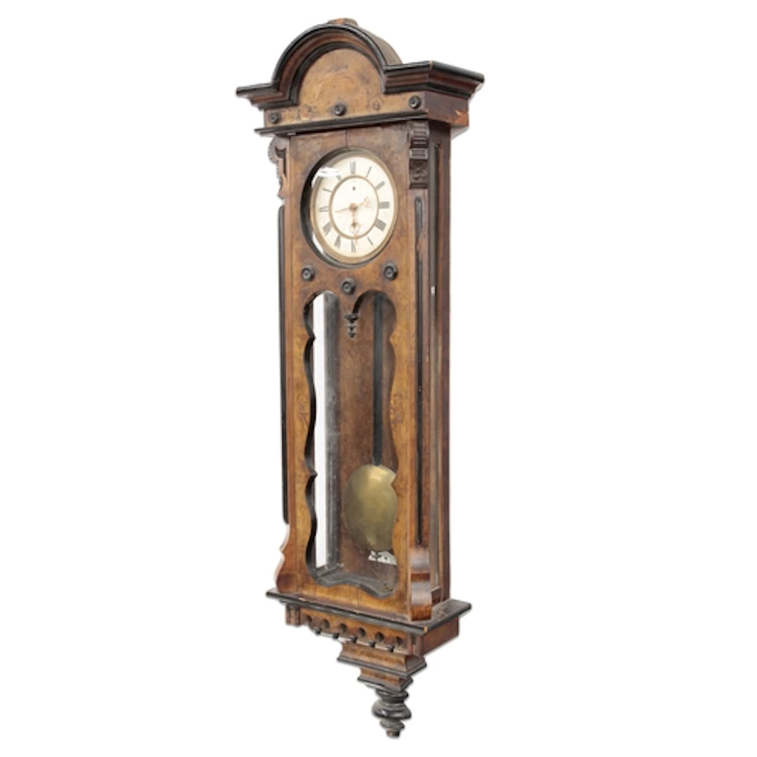 Vienna 19th century burr walnut cased single weight regulato...