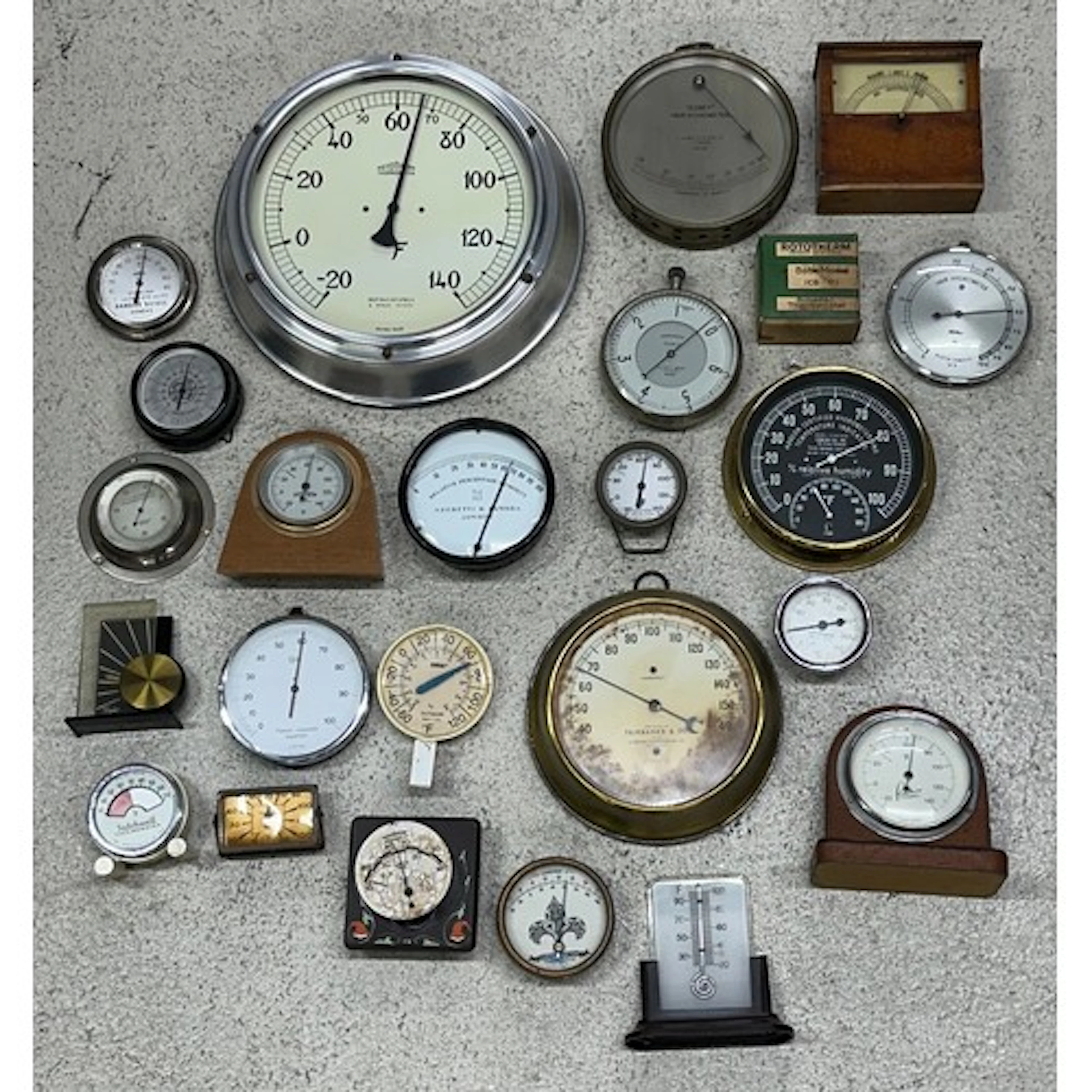 Fairbanks & Co brass cased circular thermometer with 5" ...