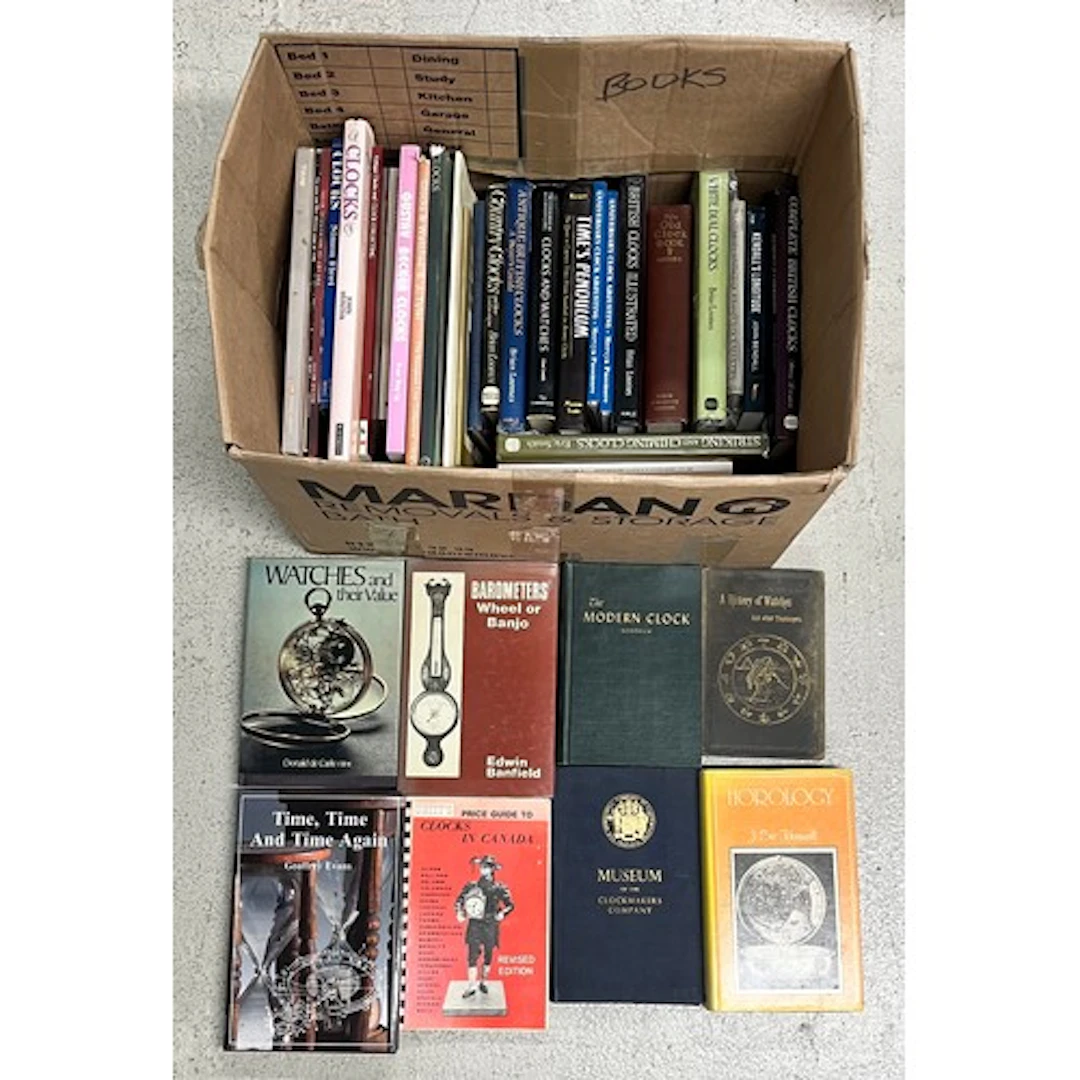 Quantity of horology related reference books to include Bria...