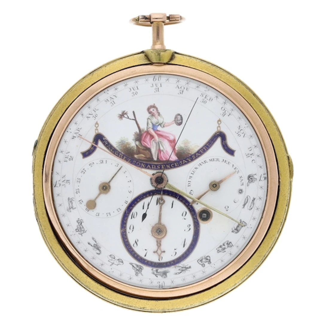 Continental 18ct centre seconds calendar double wheel duplex...