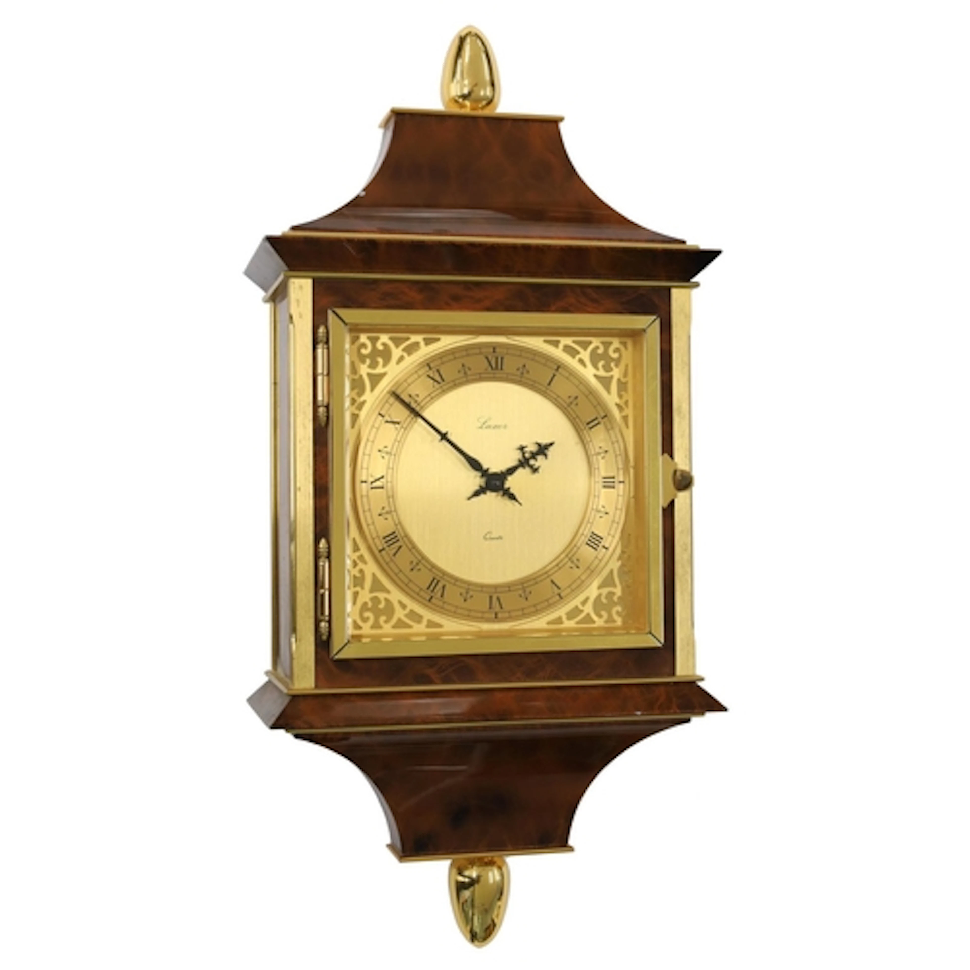 Luxor Swiss quartz wall clock, circa 1970s, 5” brass chapter...