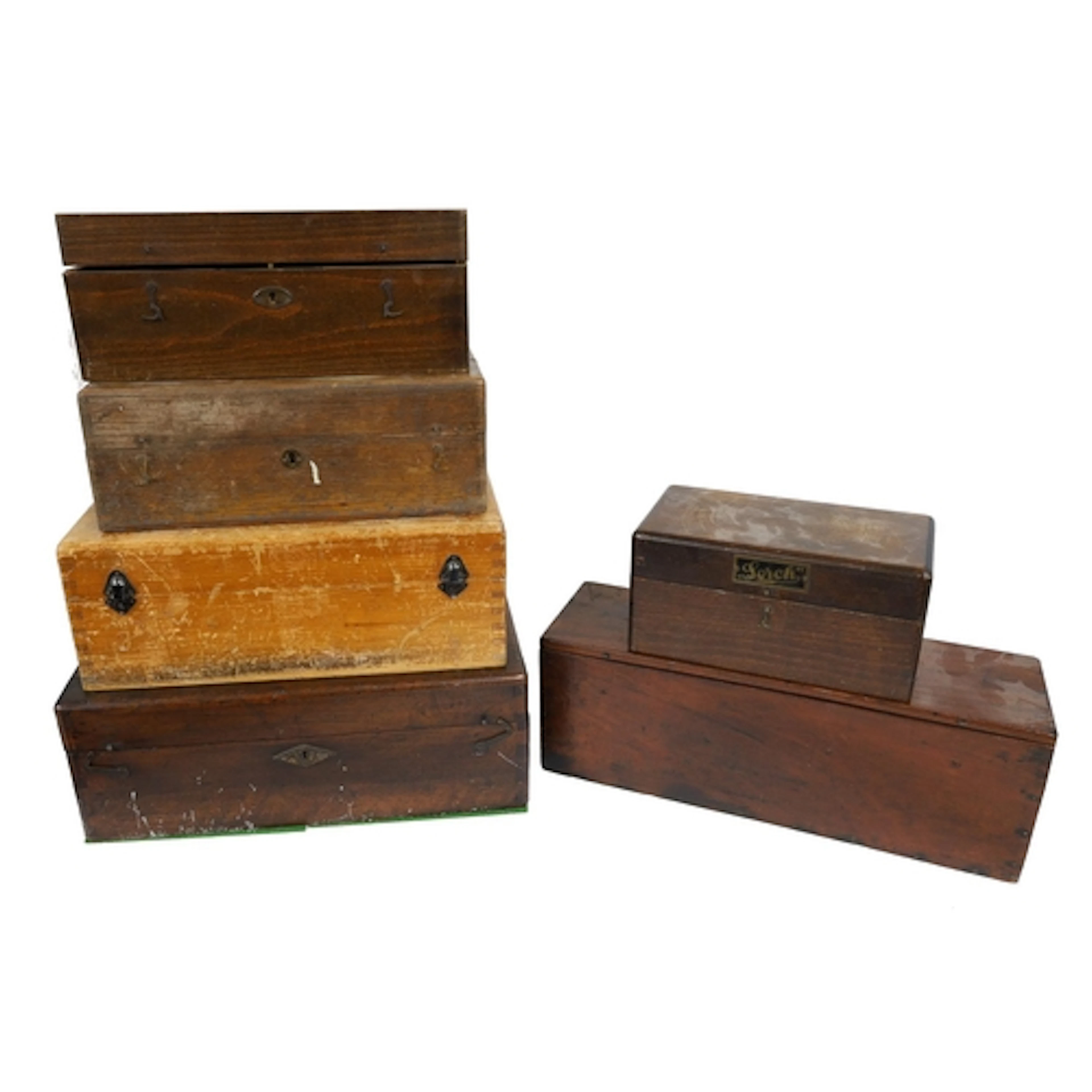 Lorch small mahogany lathe box with fitted interior; togethe...
