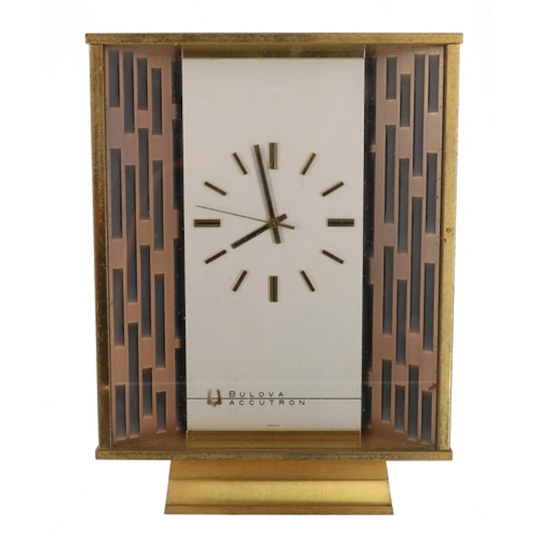 Bulova Accutron electric brass cased desk clock in the origi...