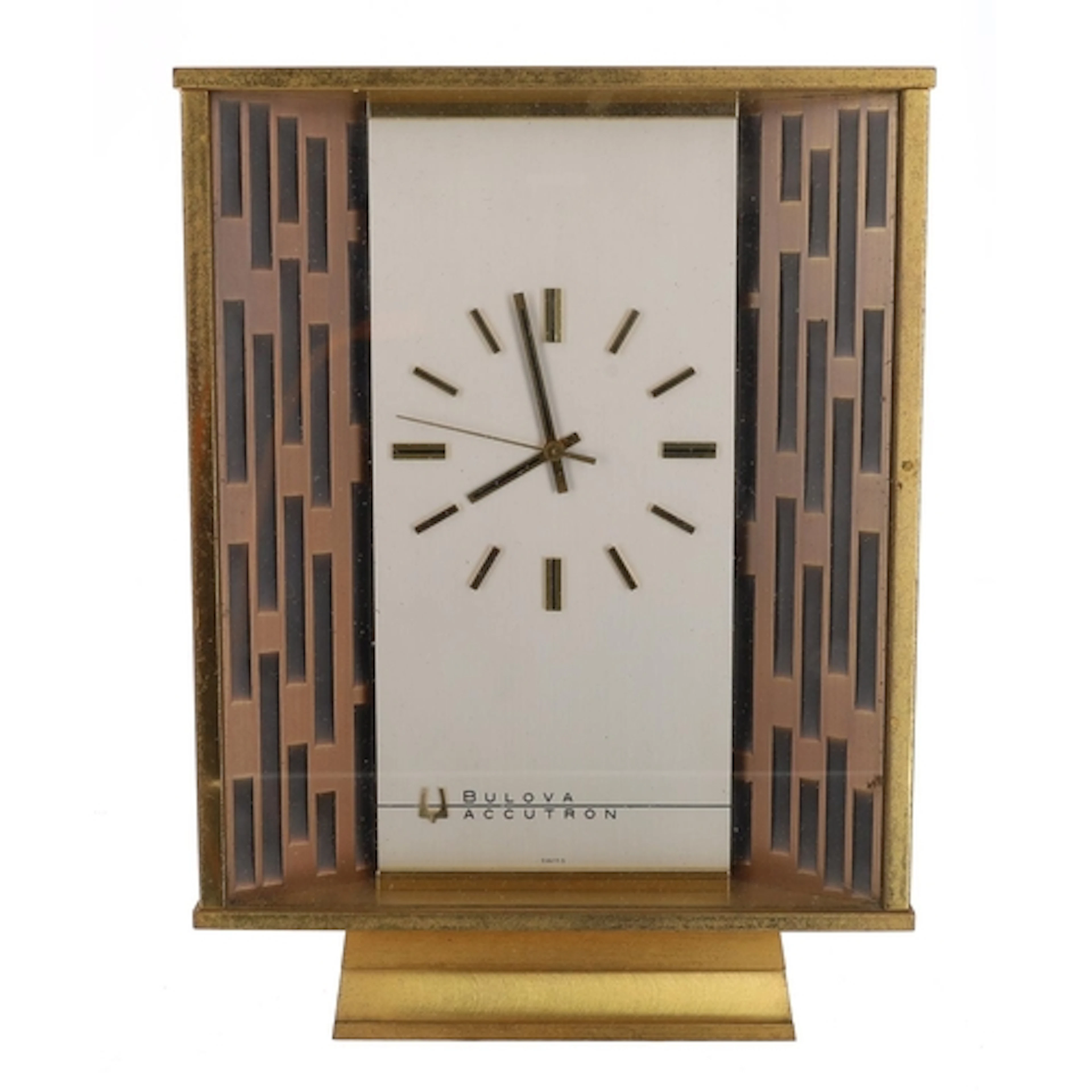 Bulova Accutron electric brass cased desk clock in the origi...