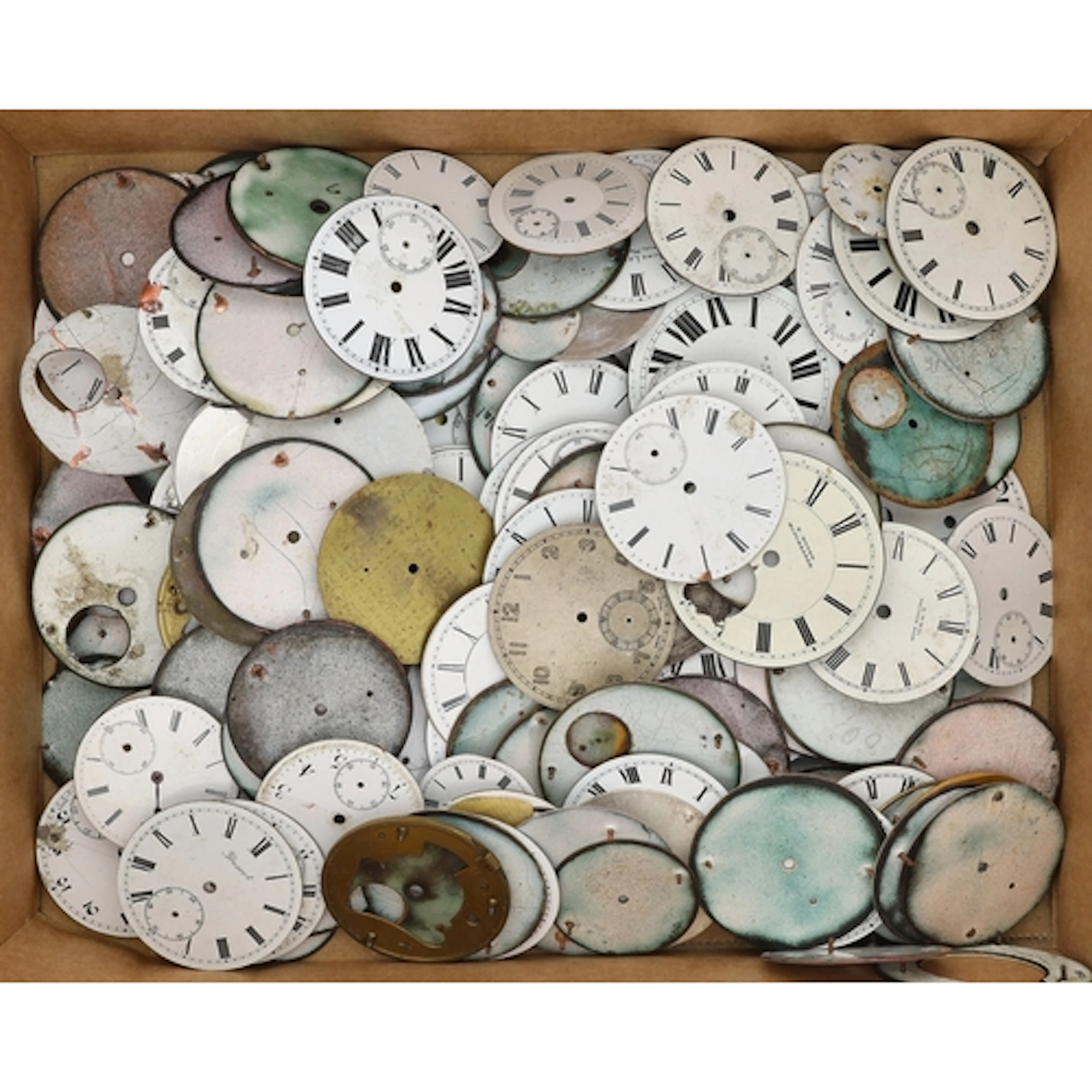 Quantity of assorted pocket watch dials