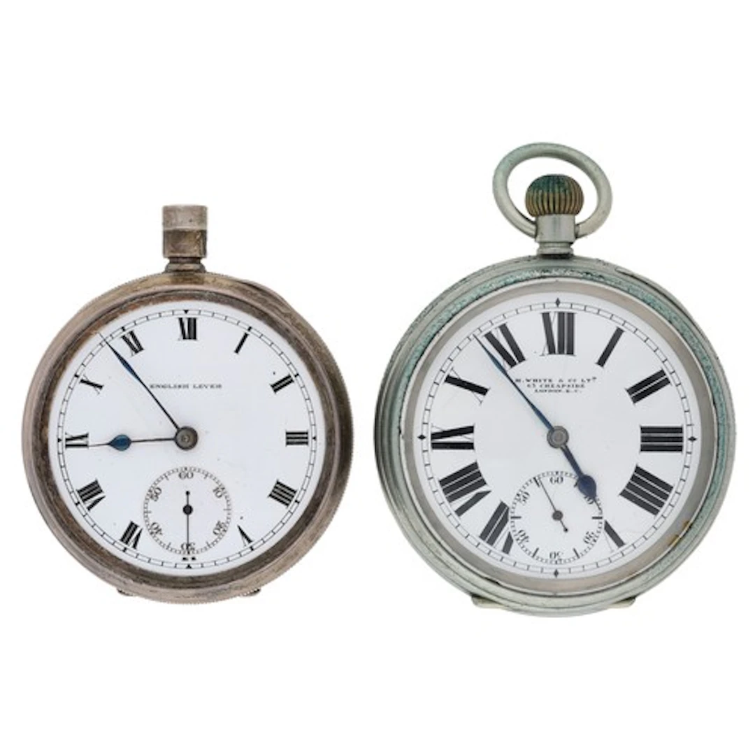 Silver engine turned lever pocket watch with British Militar...