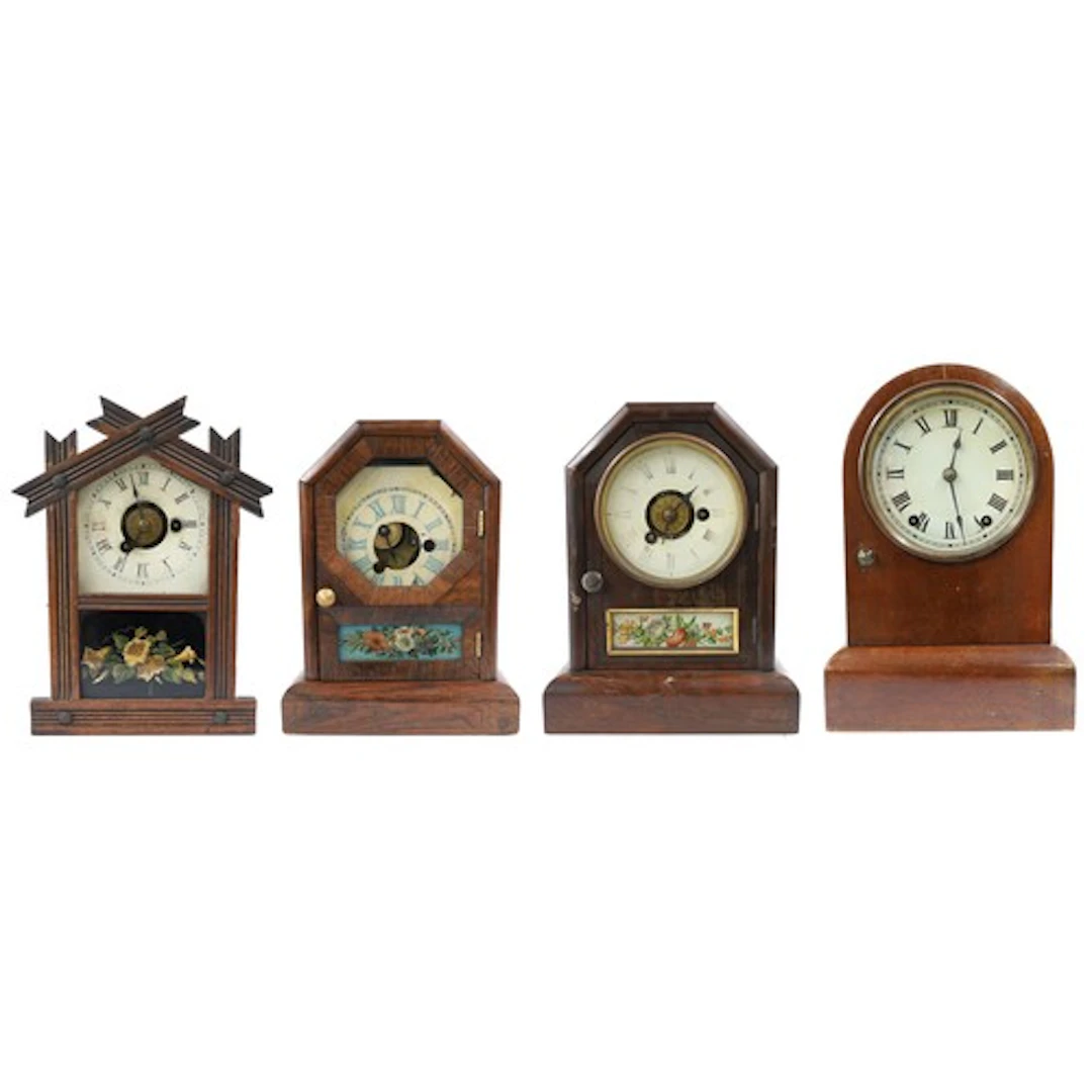 Four Seth Thomas American eight day mantel clocks, the talle...