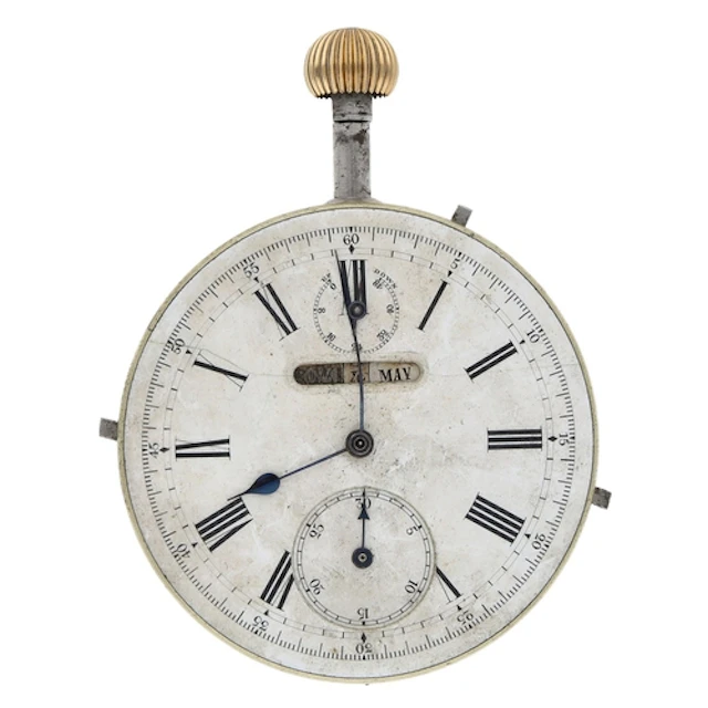 Chronograph calendar pocket watch movement with 'Up/Down' di...