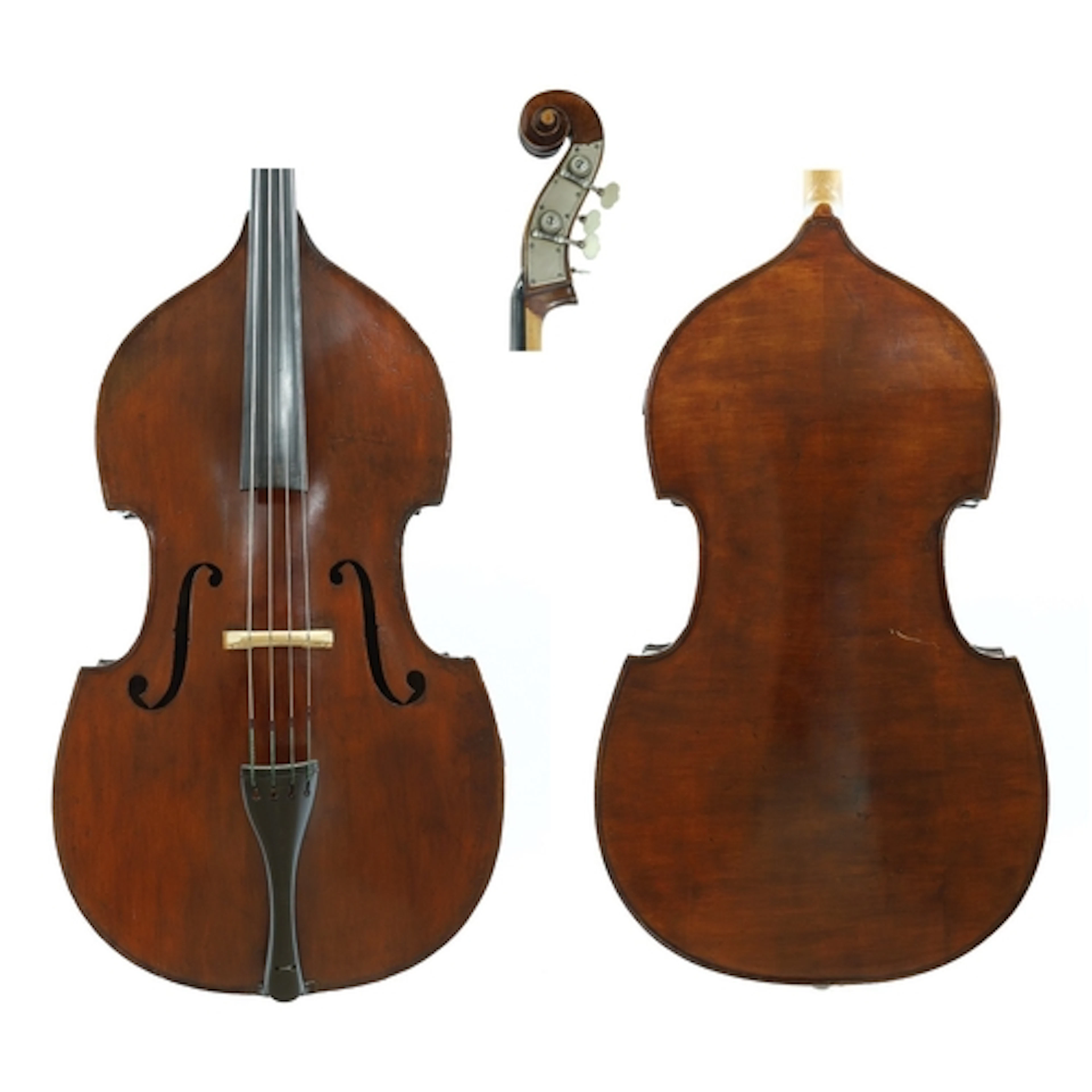 German three-quarter size double bass labelled Copy of Anton...