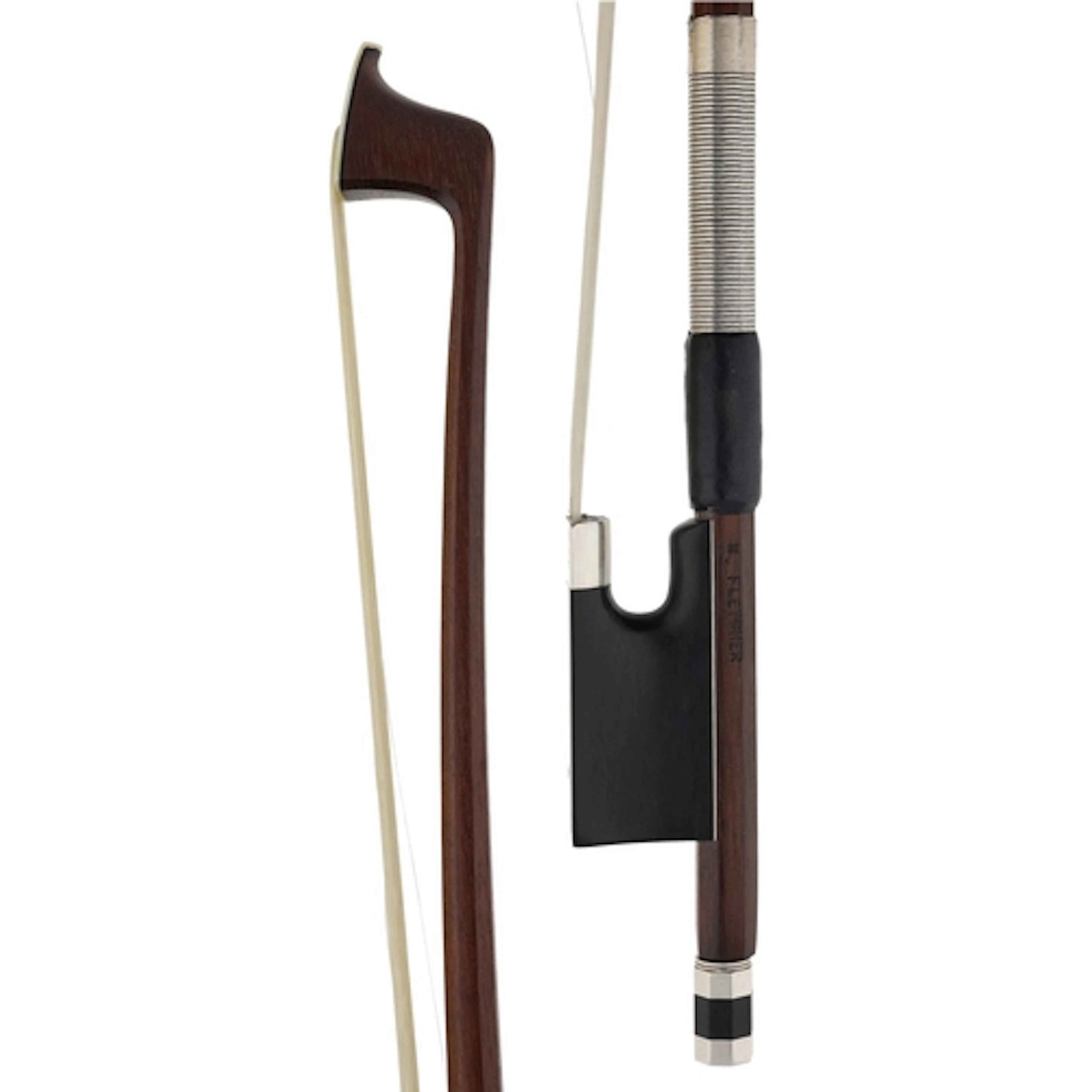 English silver mounted violin bow stamped W. Fletcher, the s...