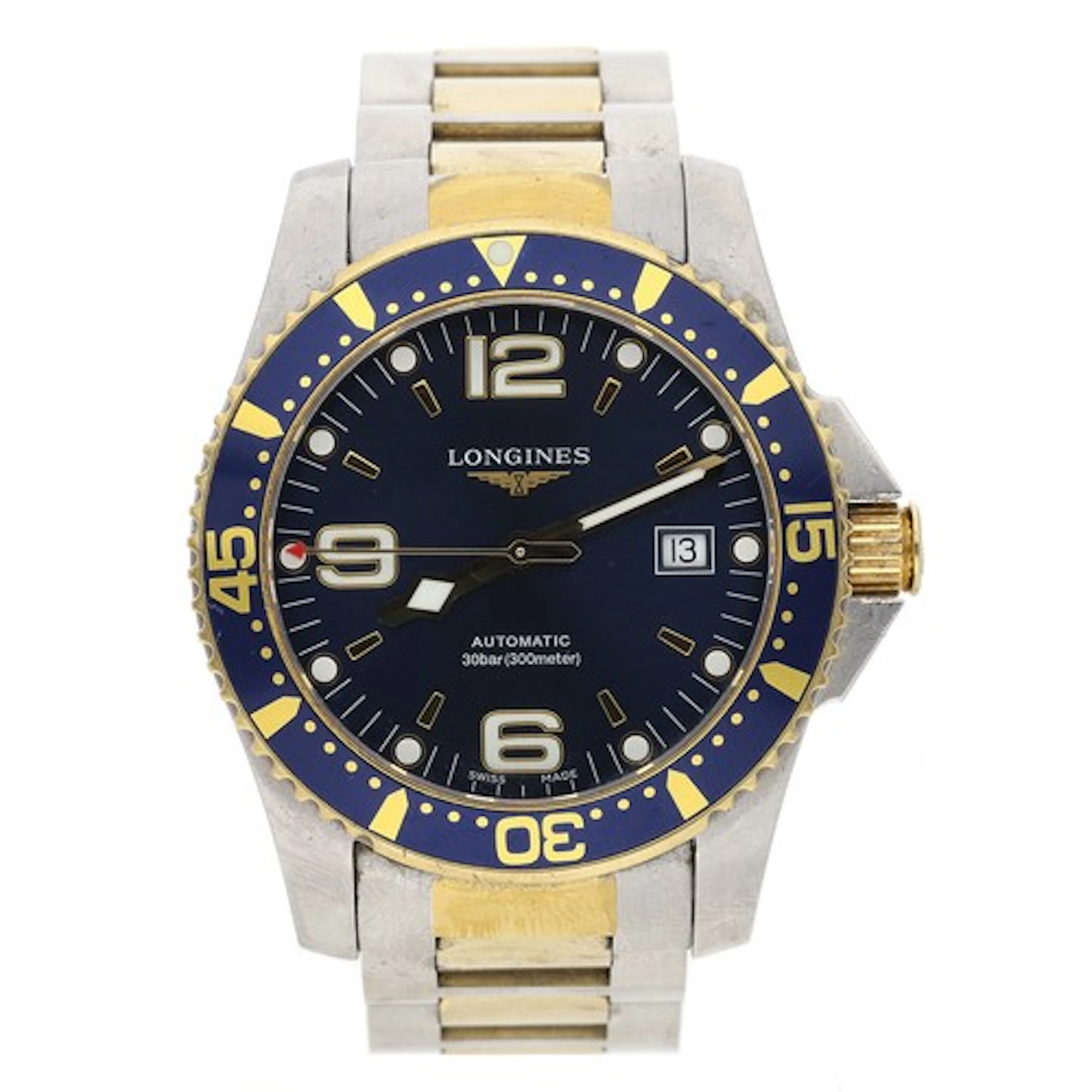 Longines Hydro Conquest stainless steel and yellow PVD coate...