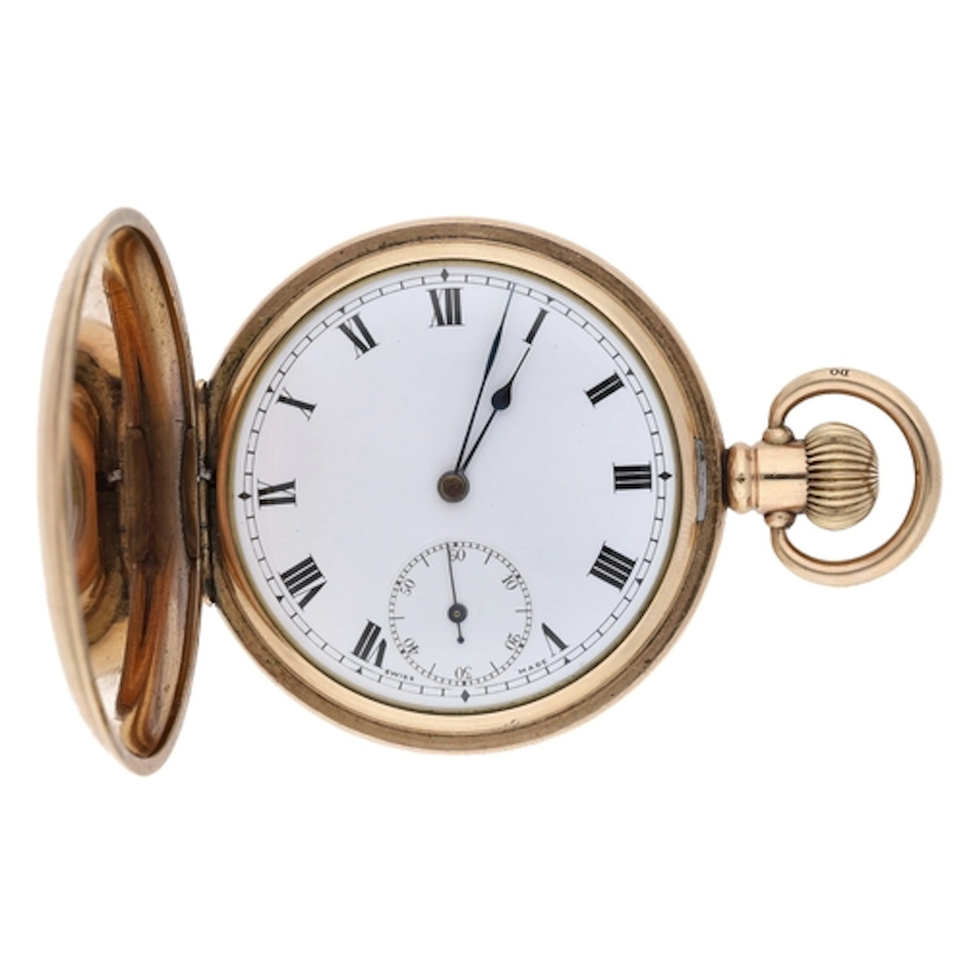 Swiss gold plated lever hunter pocket watch, 15 jewel moveme...