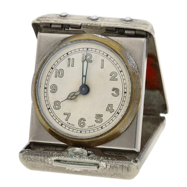 Art Deco metal cased folding travel purse watch, silvered di...