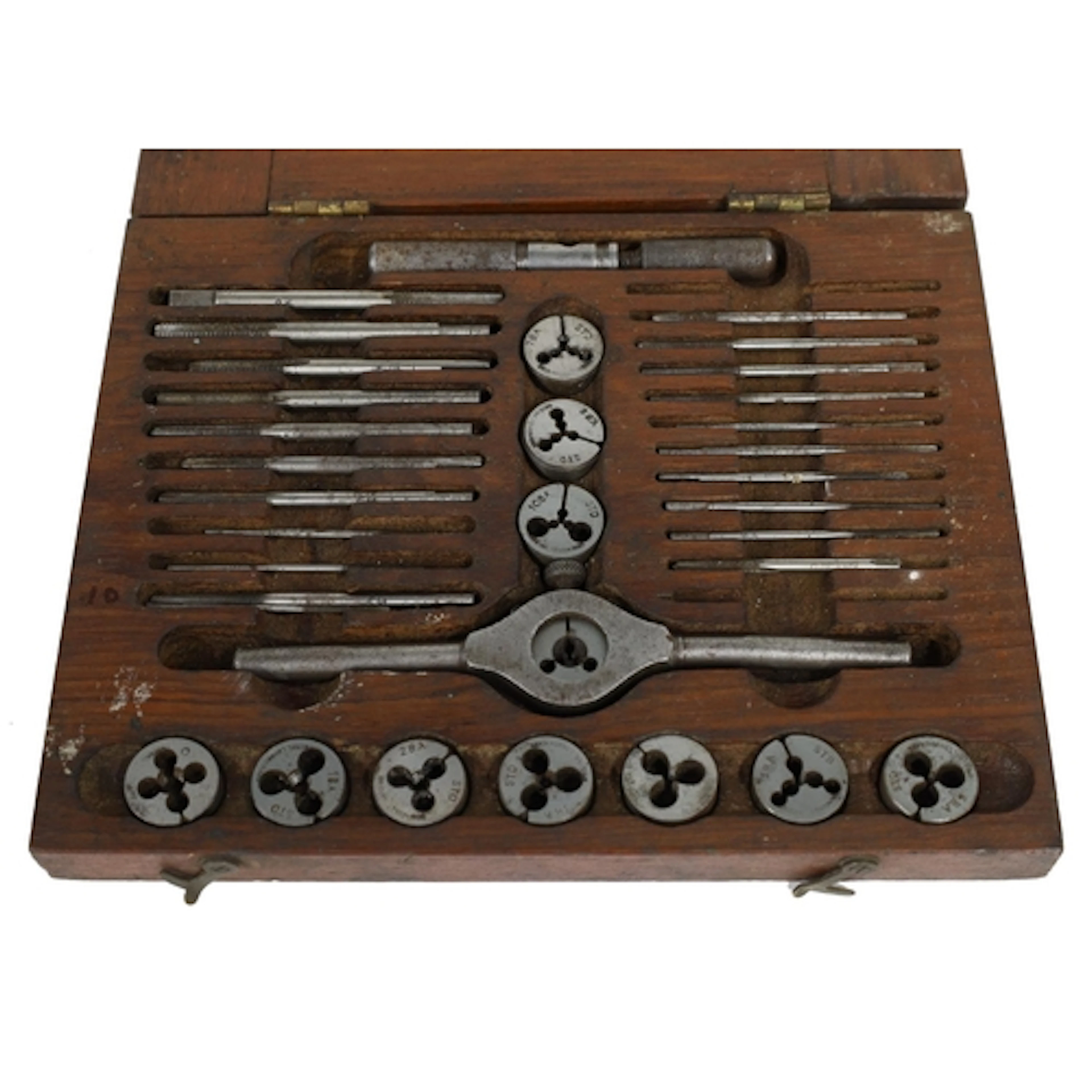Tap and die set stamped STD Original London Make, within a w...