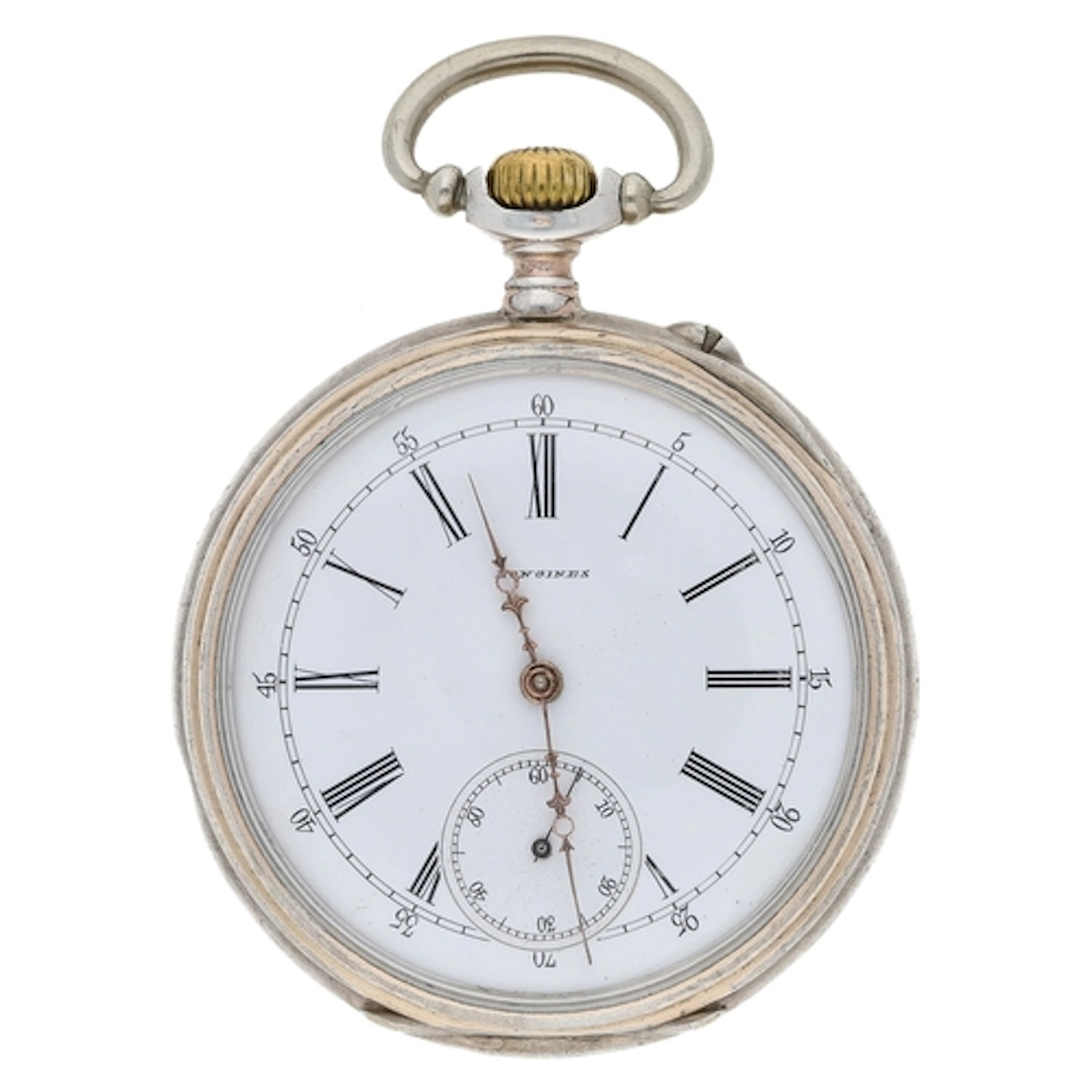Longines silver (0.800) lever pocket watch, signed movement ...