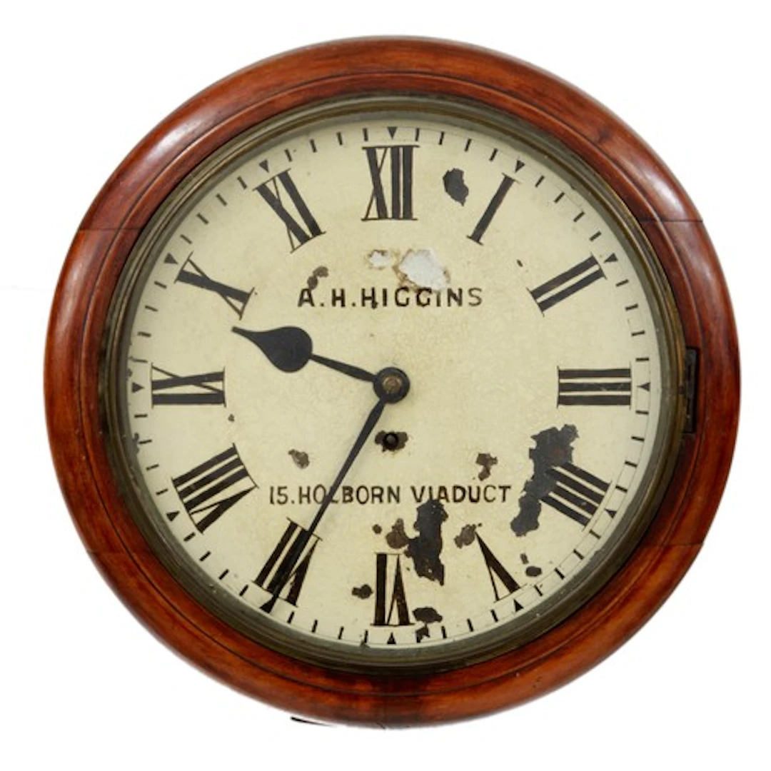 19th century mahogany wall dial clock, the 12" circular pain...