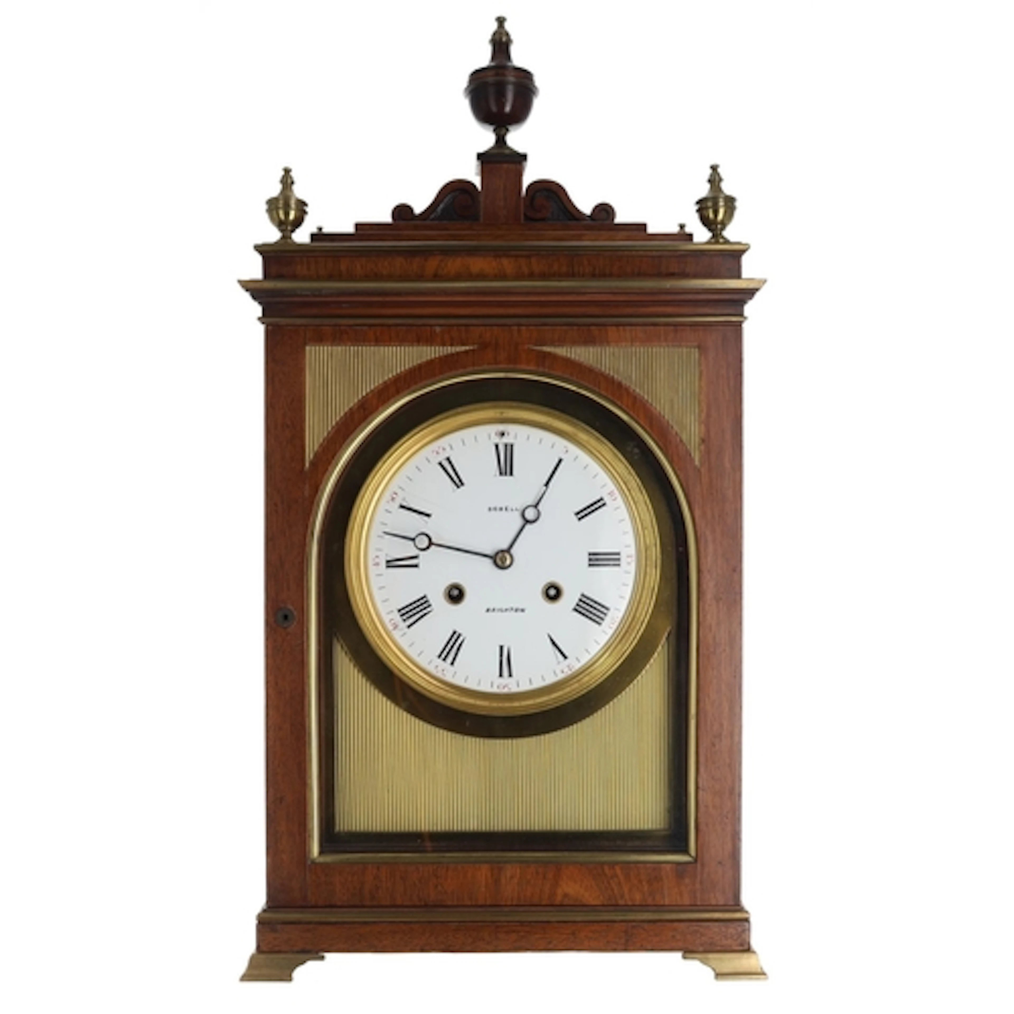 French 19th century mahogany eight day mantel clock, the 5.7...