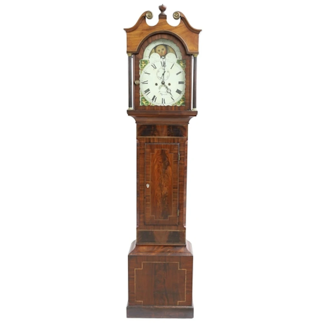 Early 19th century mahogany inlaid eight day longcase clock,...