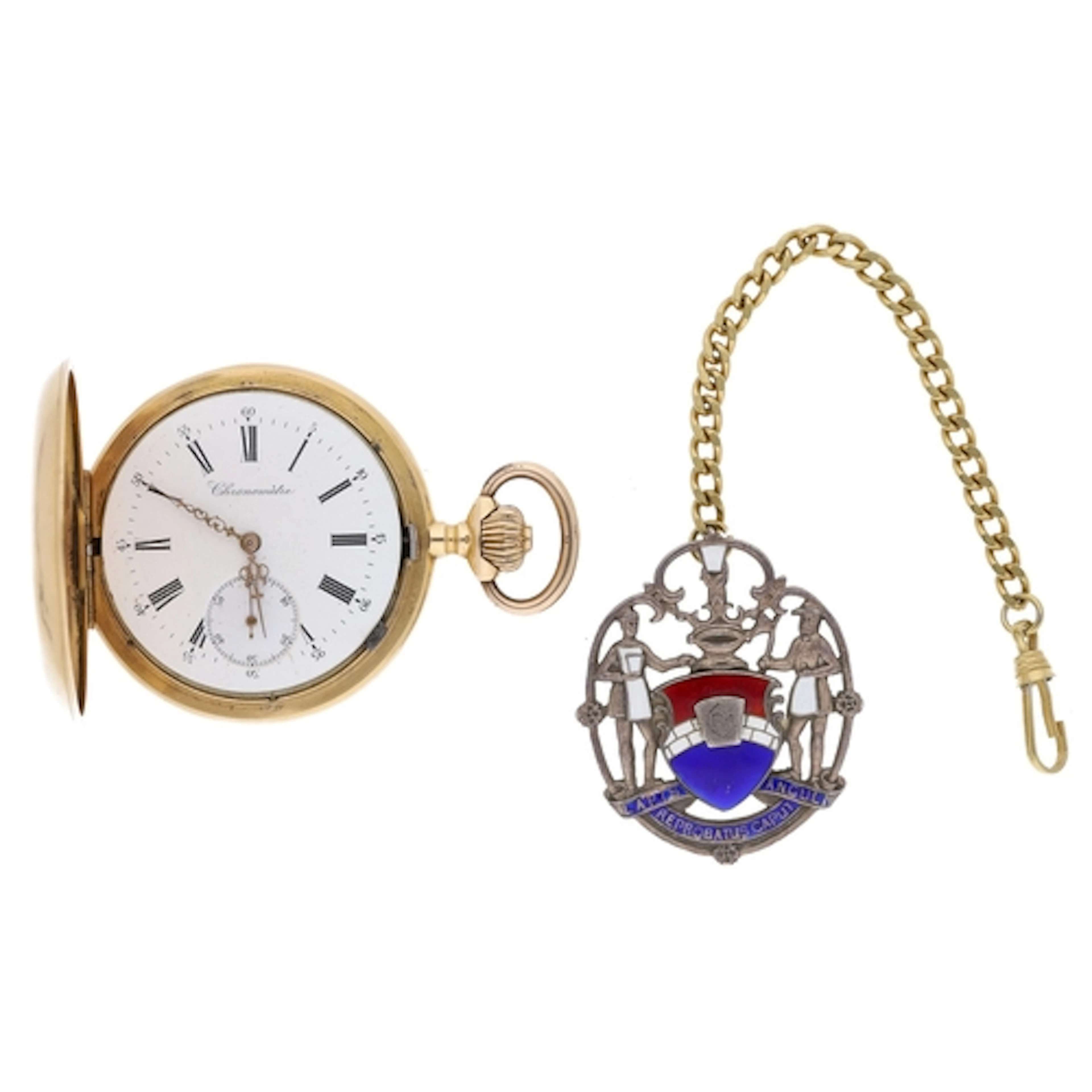 Swiss 18ct Chronométre hunter pocket watch, gilt jewelled mo...