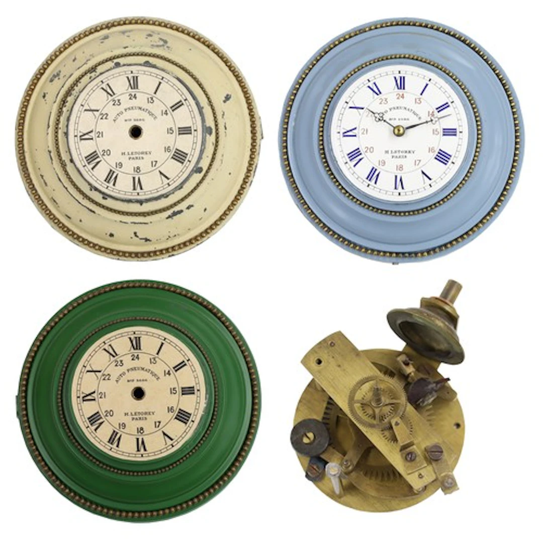 Group of three Auto Pneumatic slave wall clocks, each with R...