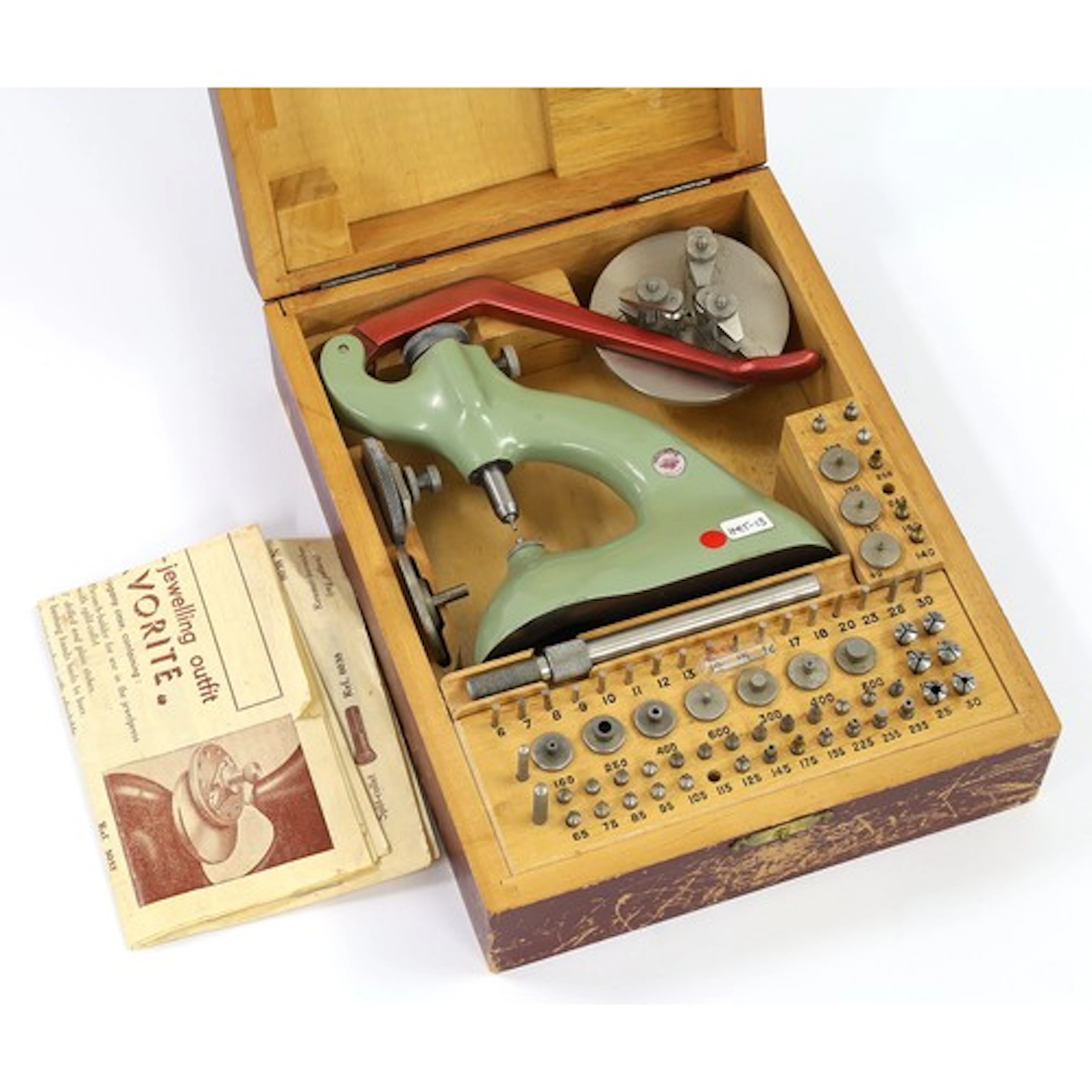 Favorite Watch-jewelling outfit, within a mahogany case, wit...