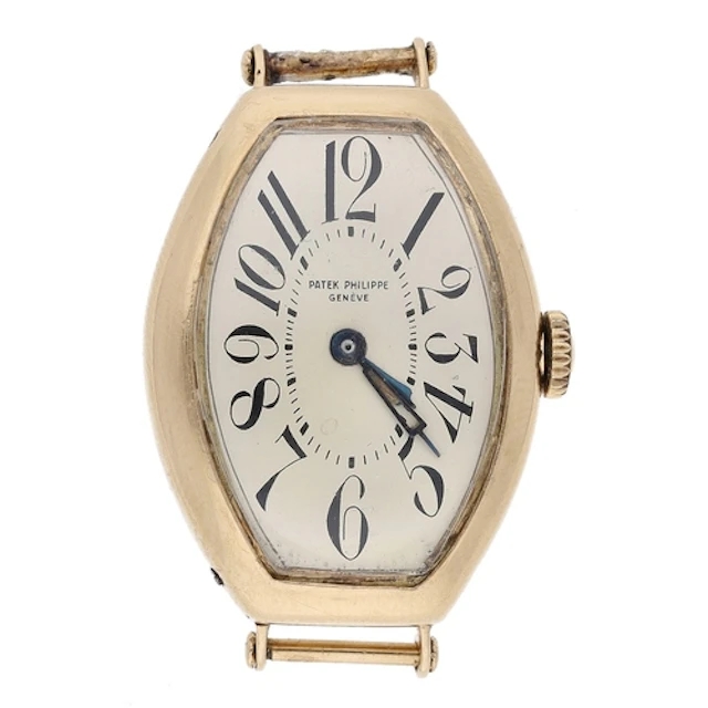 Early Patek Philippe 14ct tonneau curved gentleman's wristwa...