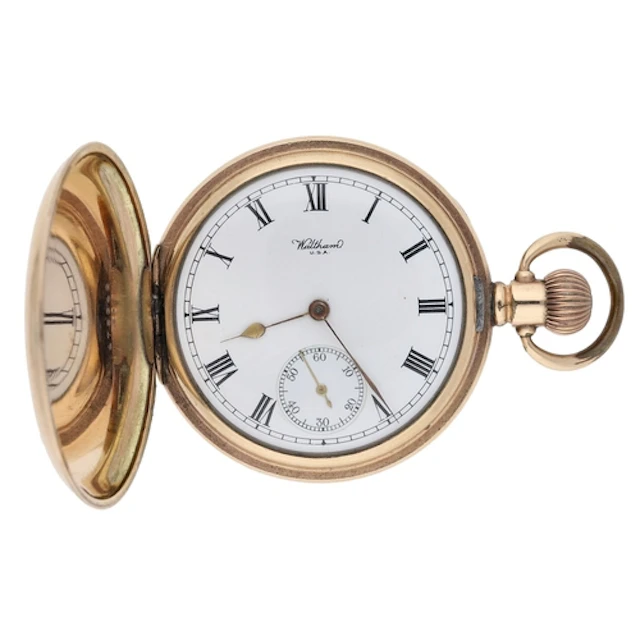 American Waltham gold plated lever hunter pocket watch, seri...